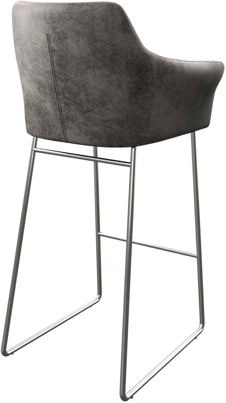 Chaise-de-bar Yulo-Flex vintage gris cadre patin acier inoxydable 4 Chaise-de-bar Yulo-Flex vintage gris cadre patin acier inoxydable 4