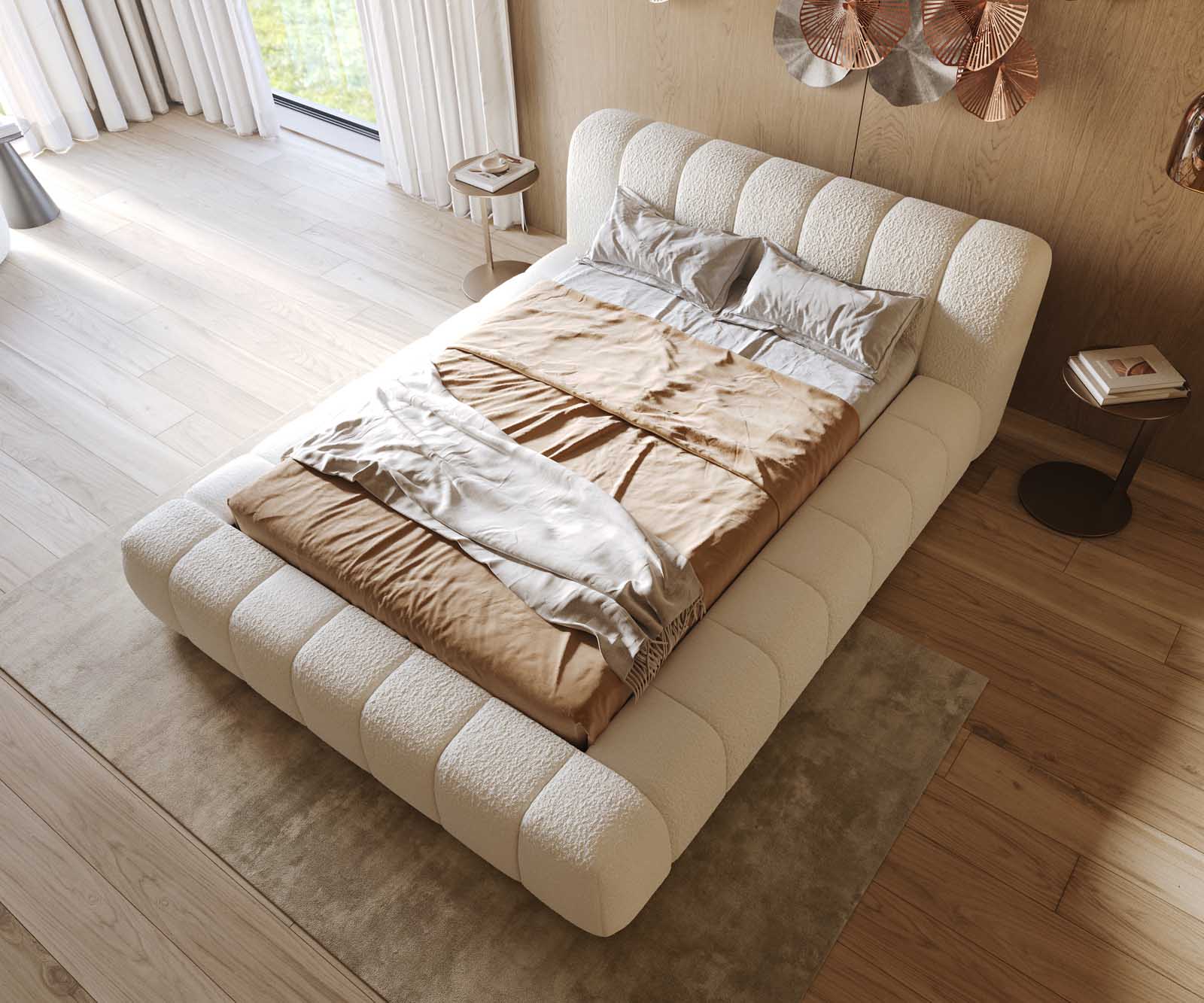 Sommier-rembourré Cutio 140x200 cm Bouclé Crème-Blanc 3
