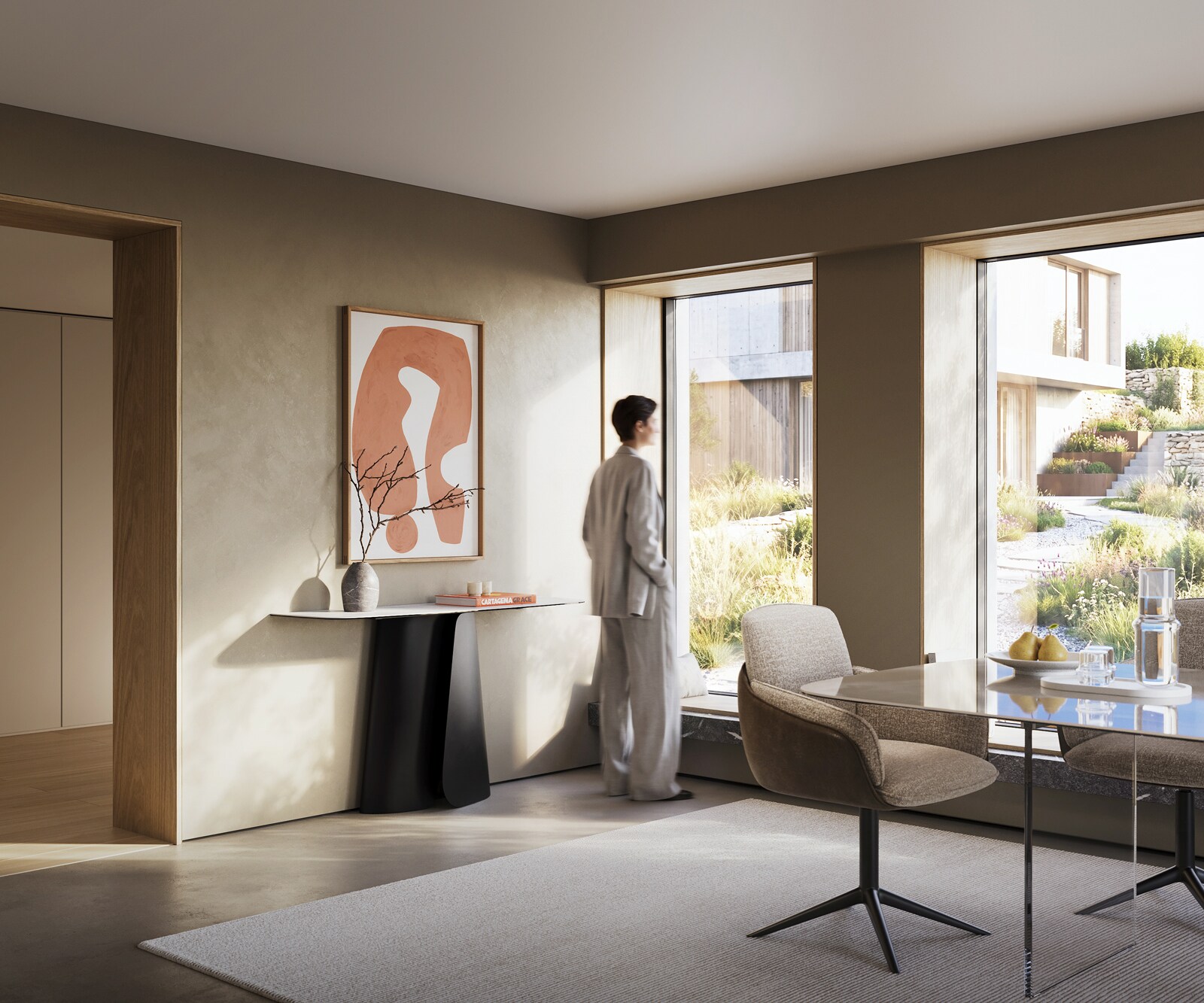 Console Edge forme bateau 140x40 cm Céramique Laminam® Statuarietto Weiß Livos Métal Noir 6
