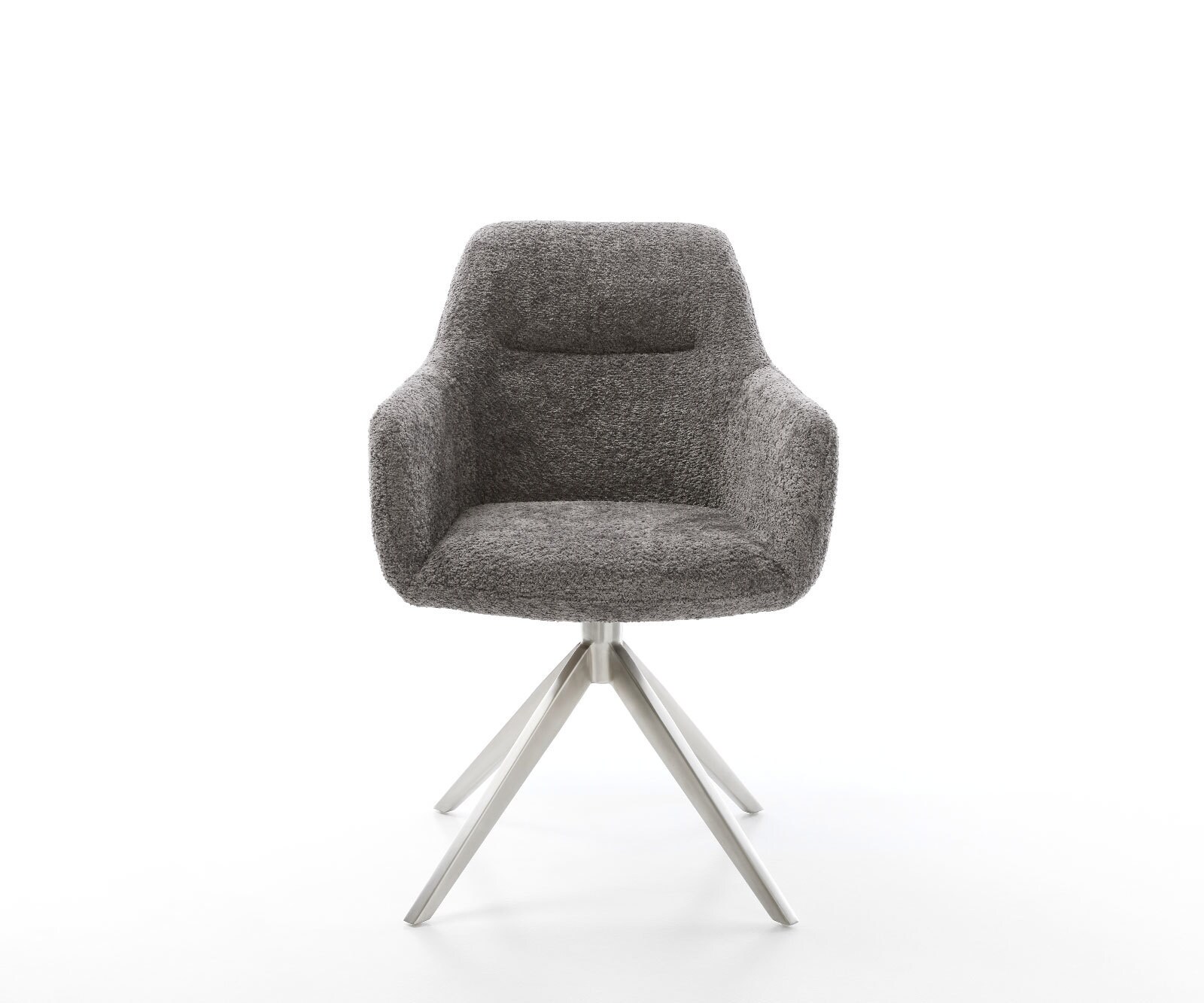Chaise-pivotante Pejo-Flex bouclé gris pied croisé large acier inoxydable brossé pivotement sur 360° fonction bascule ressorts ensachés 1 Chaise-pivotante Pejo-Flex bouclé gris pied croisé large acier inoxydable brossé pivotement sur 360° fonction bascule ressorts ensachés 1