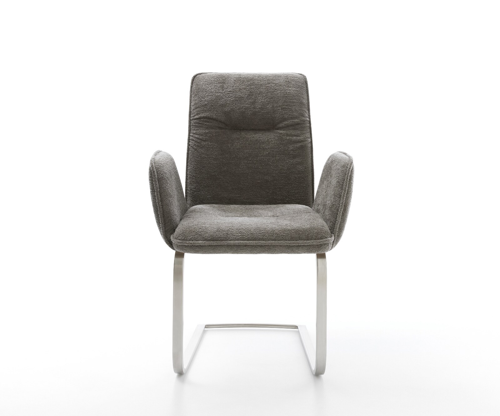 Cantilever Vinja-Flex bouclé doux couleur boue pied cantilever plat acier inoxydable 1