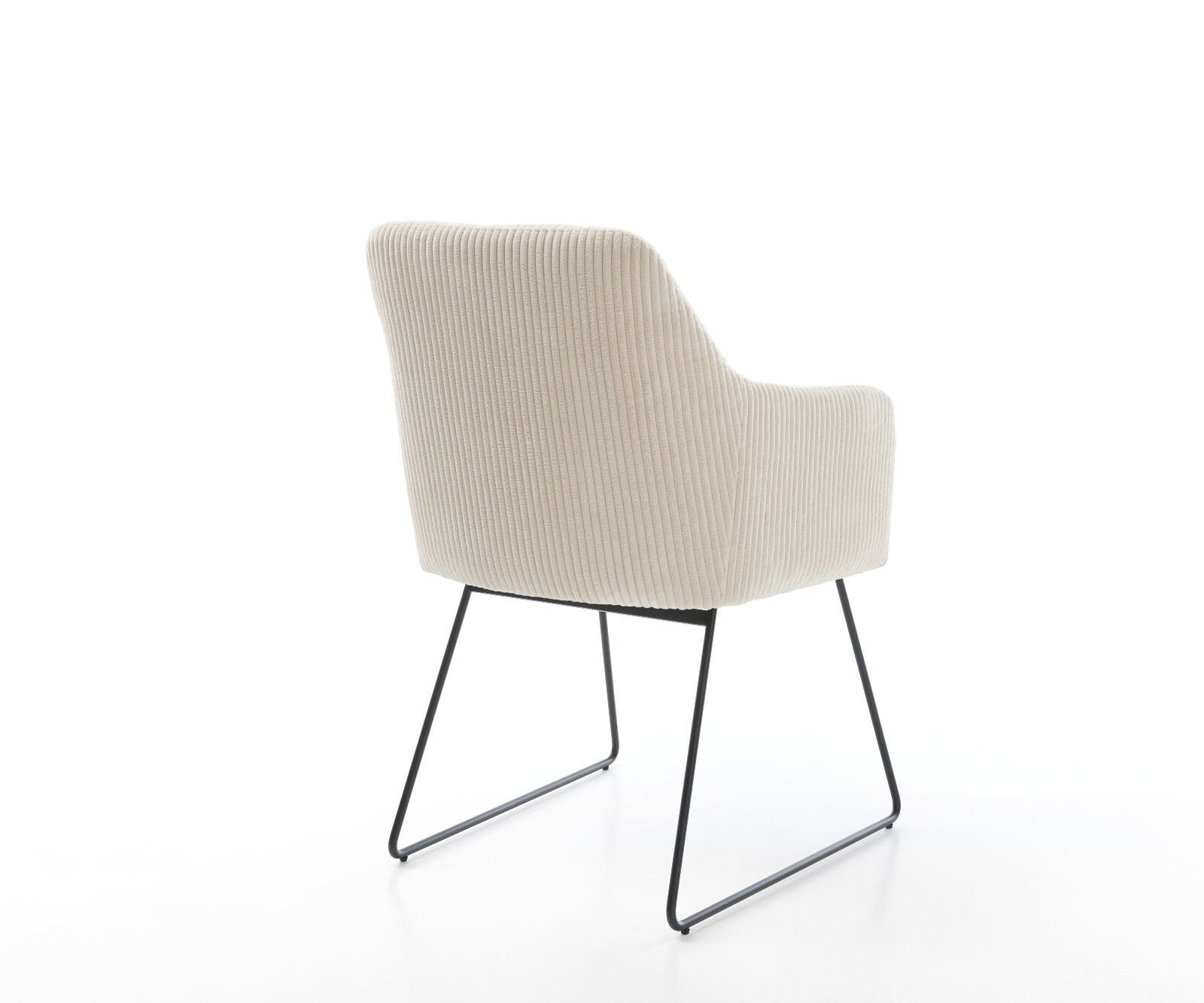 Chaise-de-salle-à-manger Greg-Flex côtelé beige vintage pied trapèze noir ressorts ensachés 4