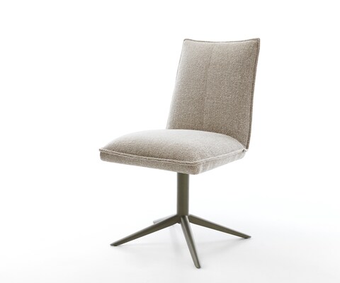 Chaise-pivotante Lelio-Flex tissu tissé doux beige pied de chaise 4 branches aspect titane pivotement sur 360° fonction bascule resorts ensachés