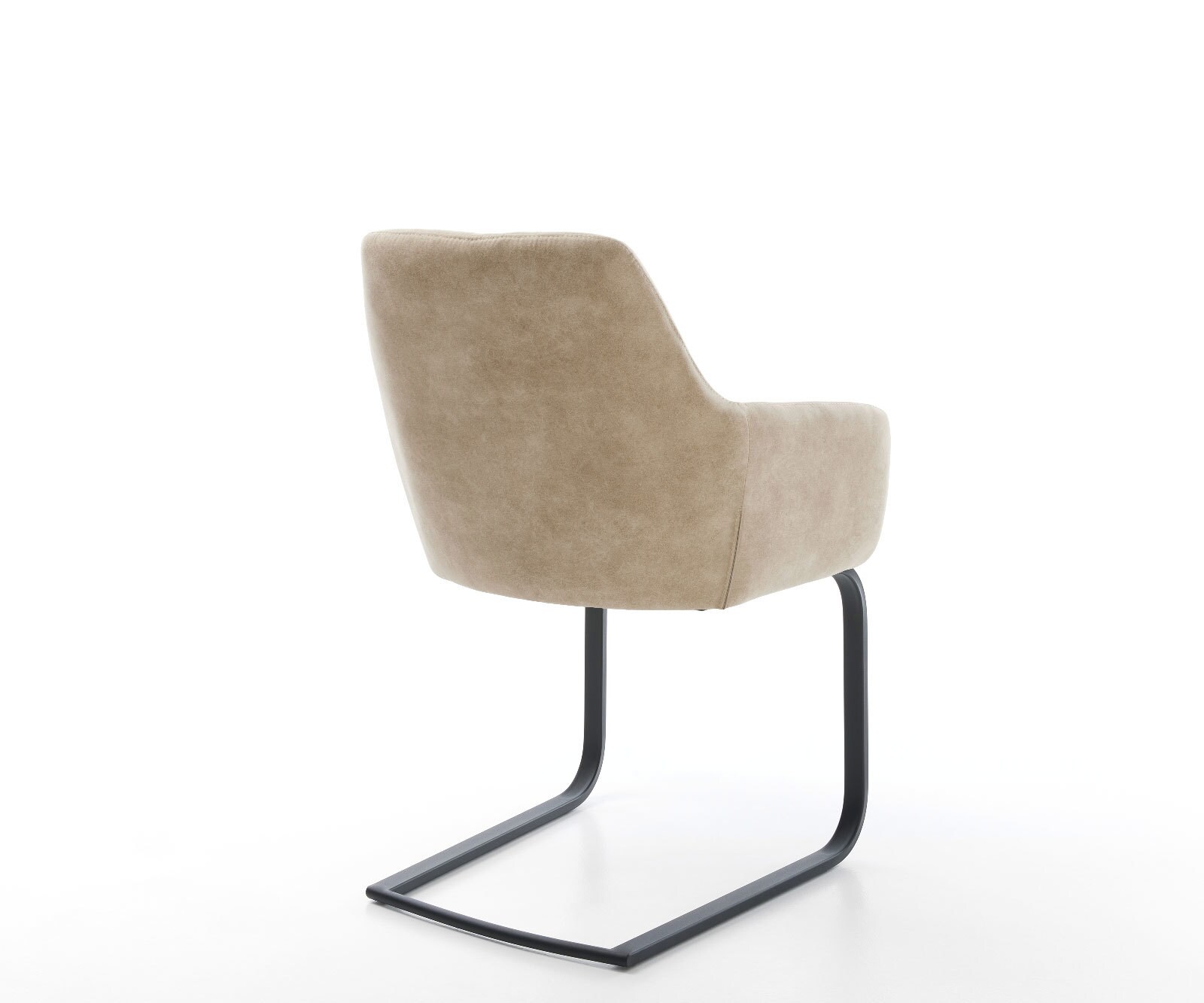 Cantilever Pejo-Flex microvelours beige vintage pied cantilever plat noir ressorts ensachés 4
