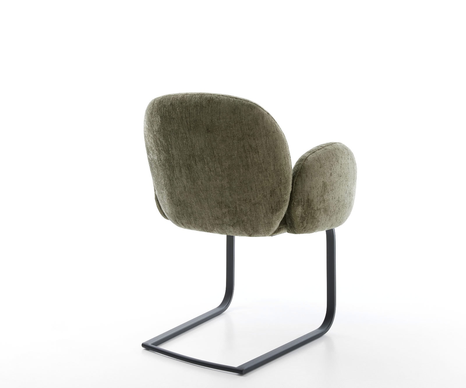 Cantilever Nube-Flex avec accoudoirs chenille olive pied cantilever plat noir ressorts ensachés 4 Cantilever Nube-Flex avec accoudoirs chenille olive pied cantilever plat noir ressorts ensachés 4