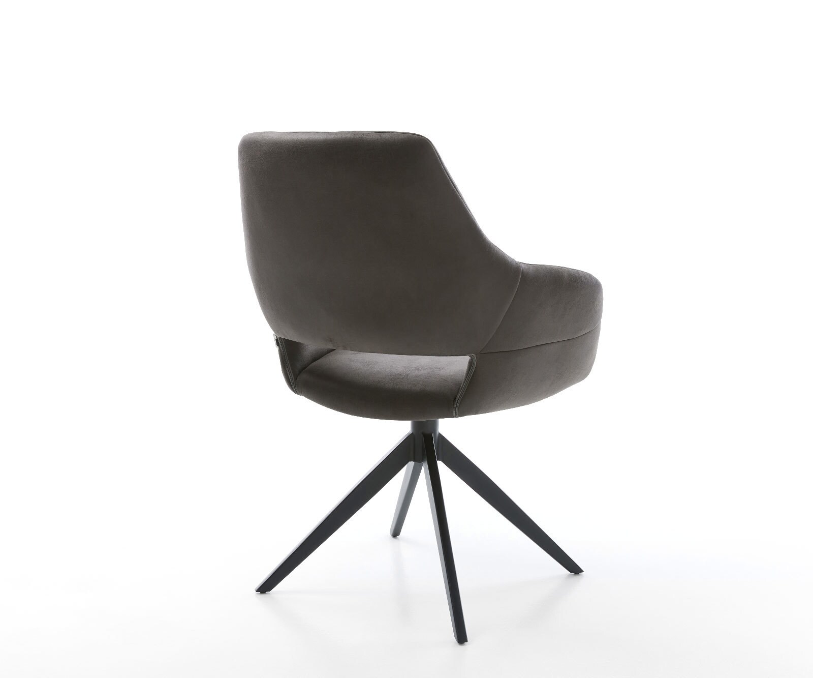 Chaise-pivotante Yago-Flex avec accoudoirs microvelours anthracite vintage pied croisé large noir pivotement sur 360° fonction bascule ressorts ensachés 5