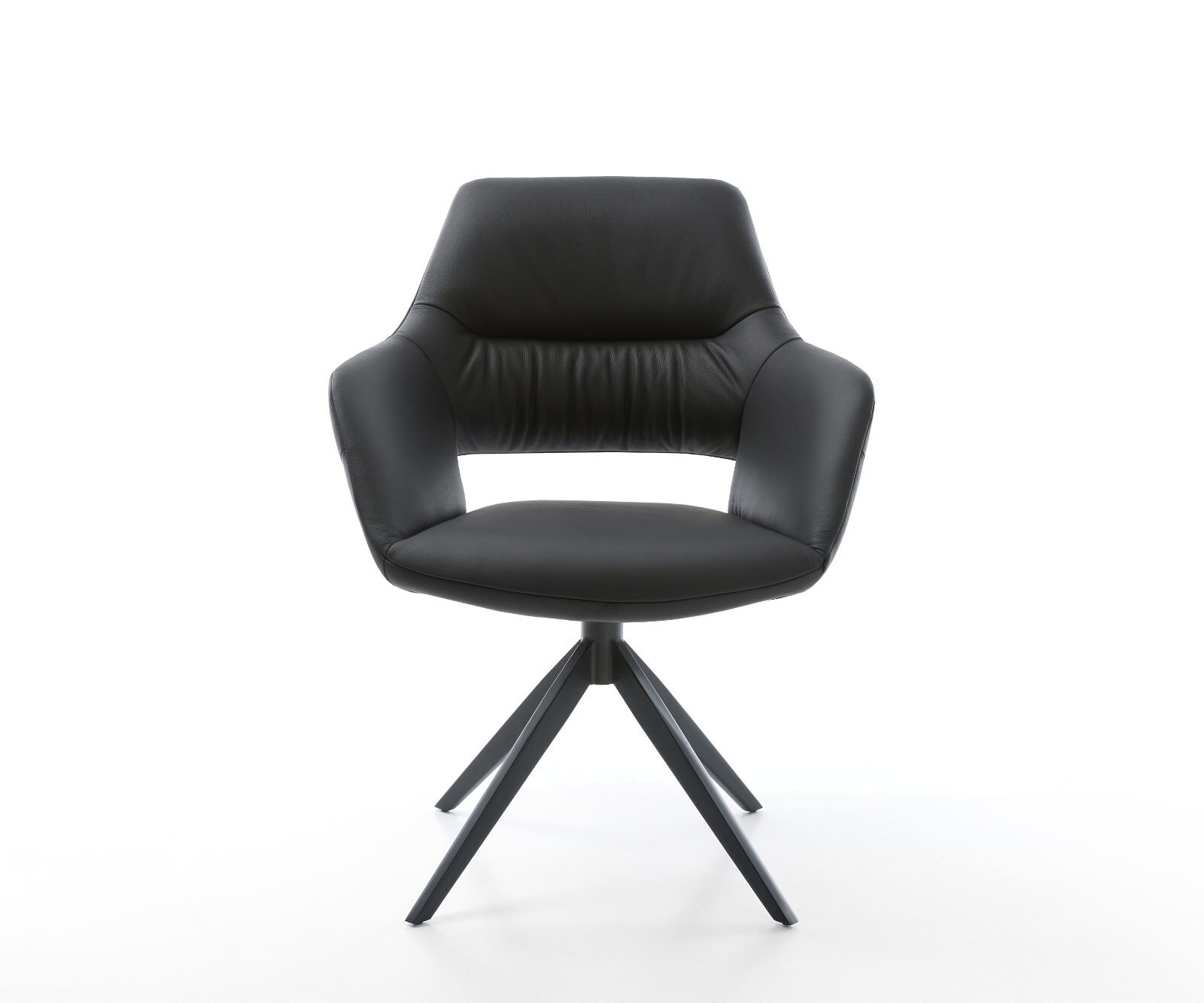 Chaise-pivotante Yago-Flex cuir de vache noir pied croisé large noir pivotement sur 360° fonction bascule ressorts ensachés 2