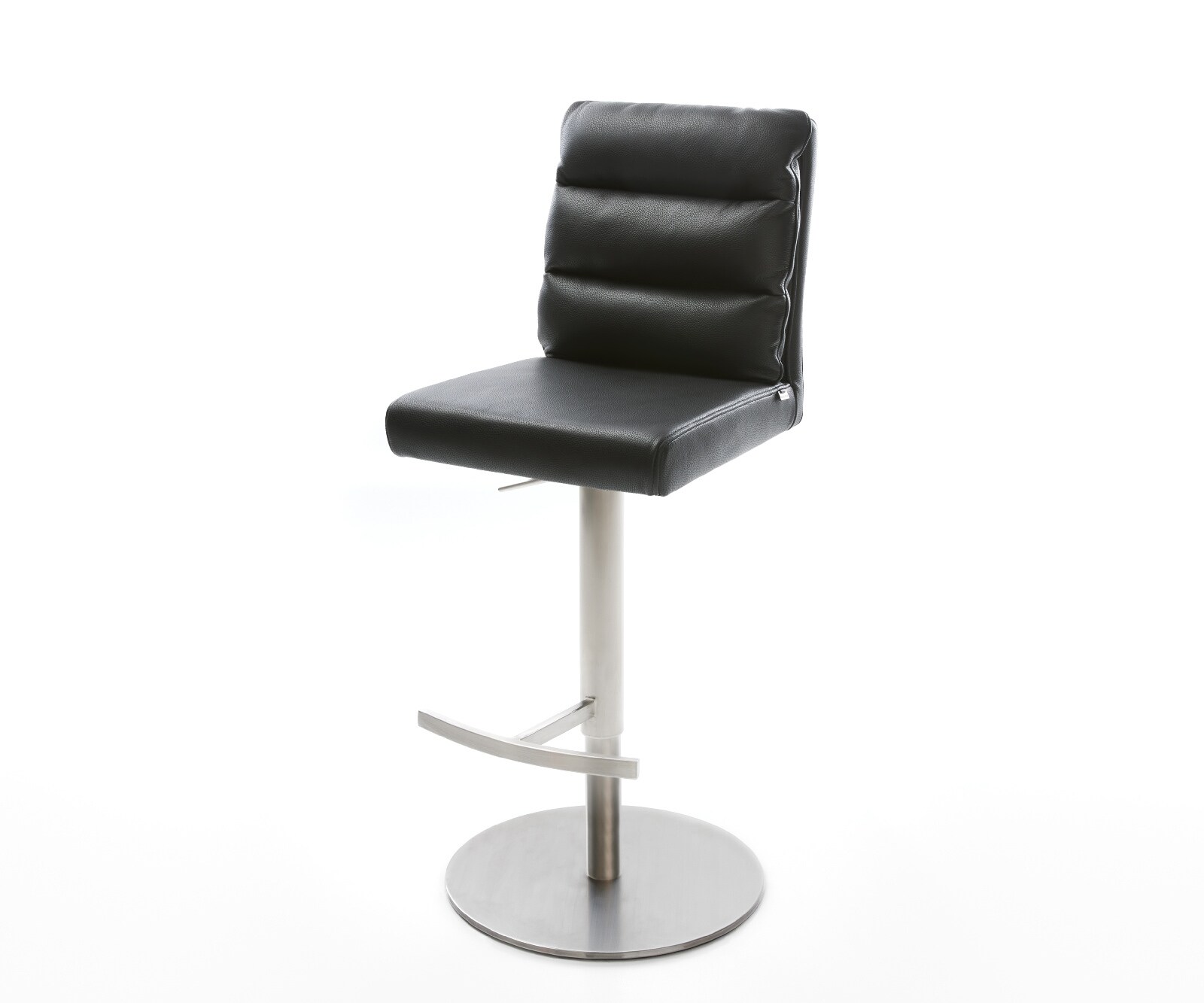 Chaise-de-bar Pela-Flex cuir véritable noir pied pivotant réglable en hauteur acier inoxydable