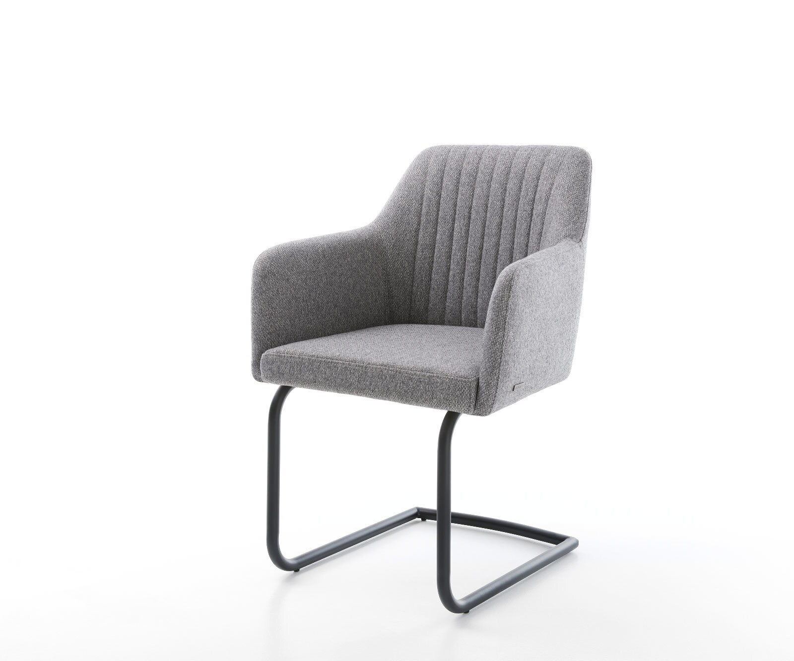 Cantilever Greg-Flex tissu texturé gris clair pied cantilever rond noir ressorts ensachés
