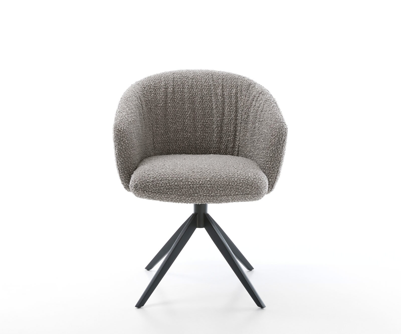 Chaise-pivotante Caja-Flex avec accoudoirs bouclé gris argenté pied croisé large noir pivotement sur 360° ressorts ensachés 1