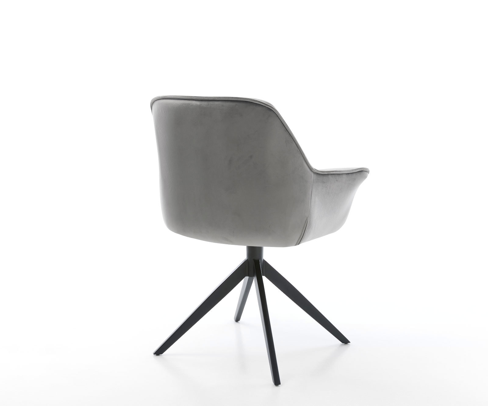 Chaise-de-salle-à-manger Keila-Flex avec accoudoirs velours gris pied croisé large noir 5