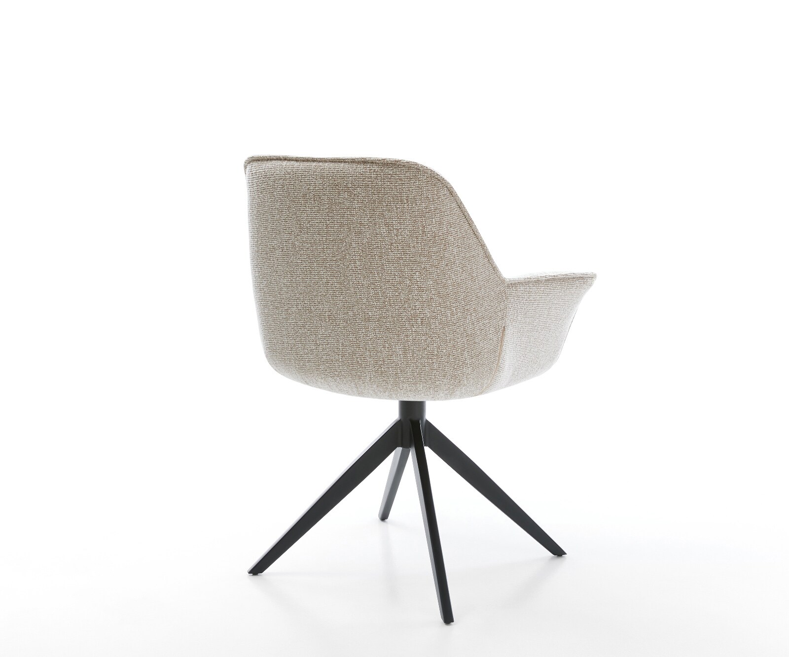 Chaise-pivotante Keila-Flex avec accoudoirs tissu tissé doux beige pied croisé large noir pivotement sur 360° fonction bascule 5