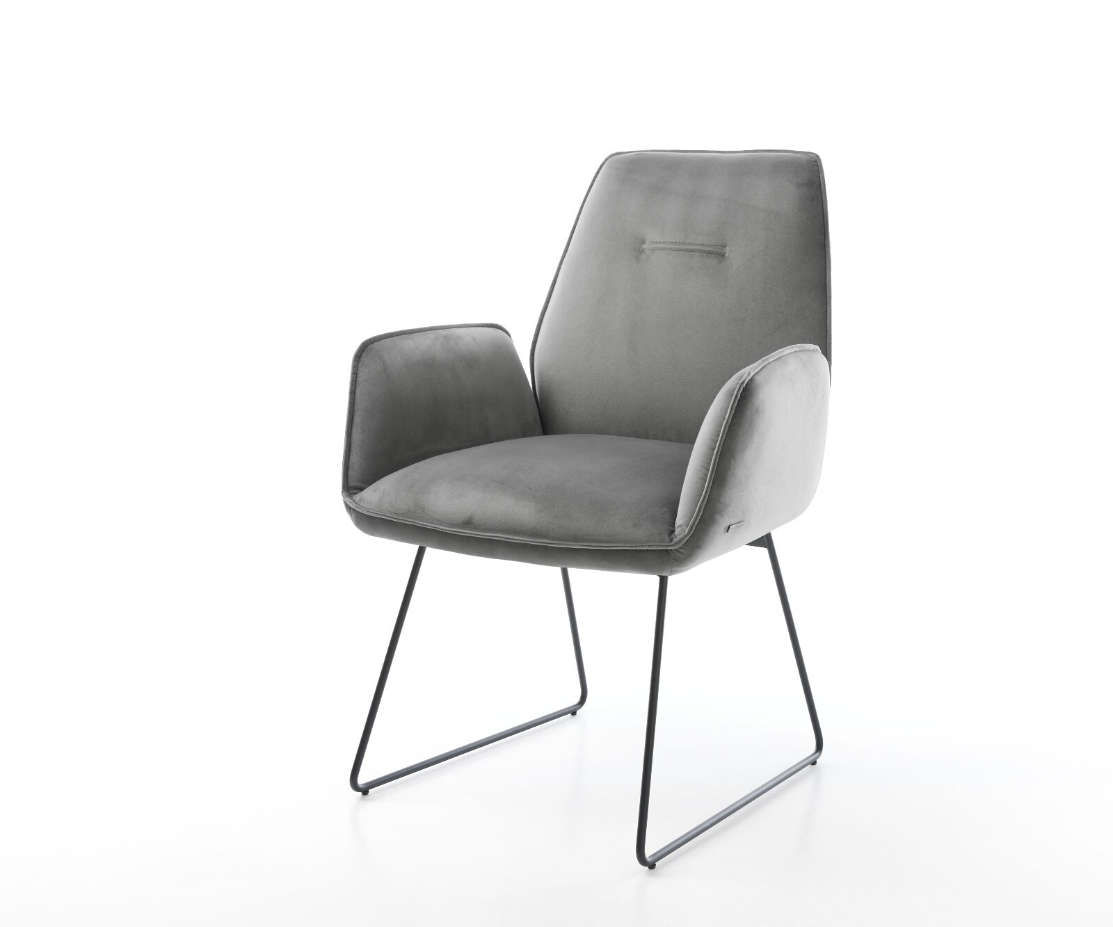 Chaise-de-salle-à-manger Zoa-Flex velours gris pied trapèze noir ressorts ensachés