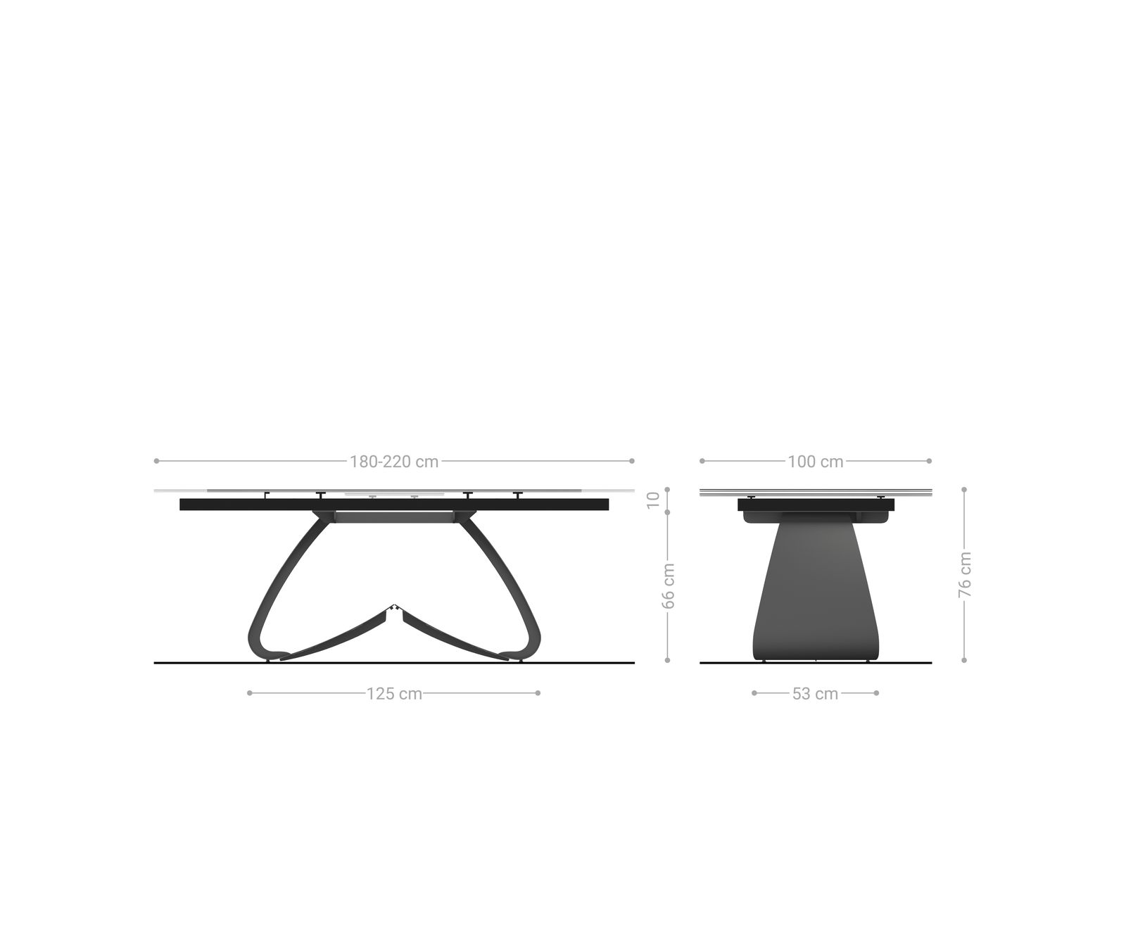 Table à manger Edge 180-220x100 céramique Laminam® Travertino Bianco crème-blanc cadre en W effet finition titanee extensible 8