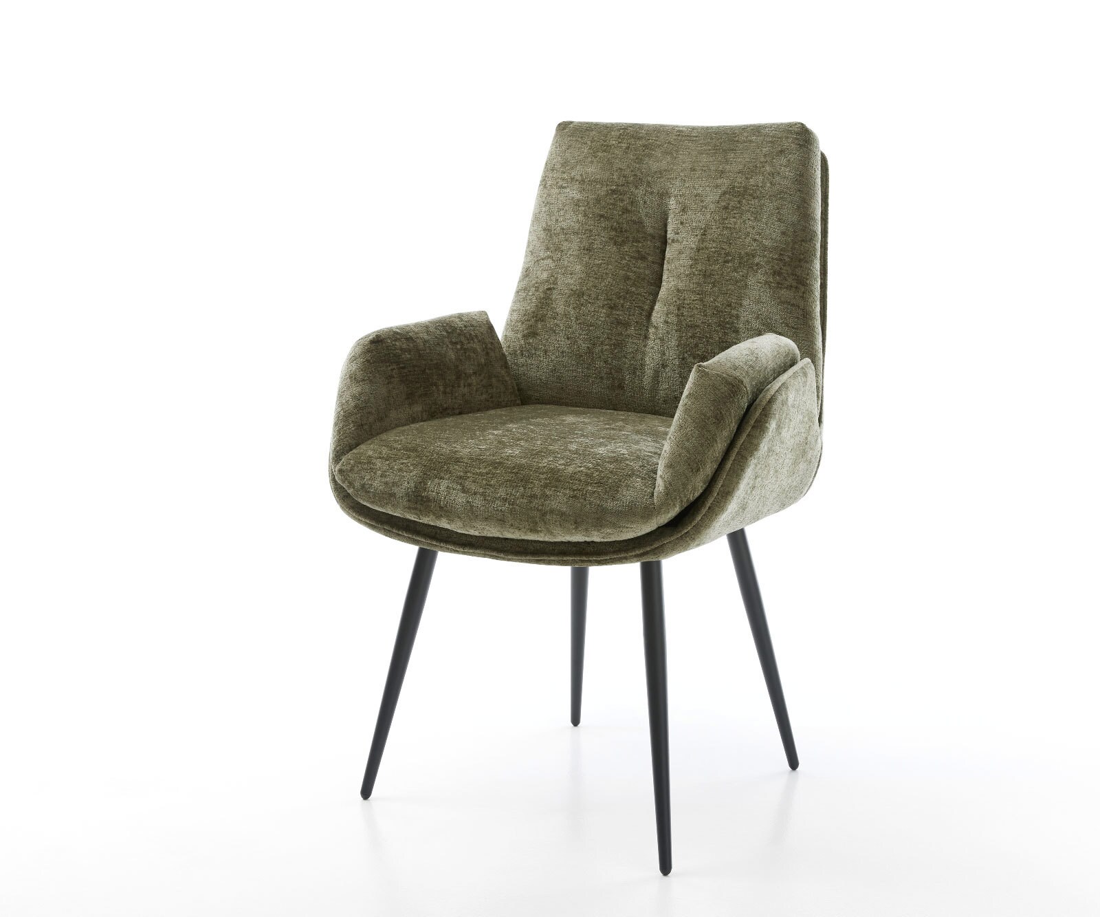 Chaise-de-salle-à-manger Clea-Flex chenille olive 4 pieds coniques noir