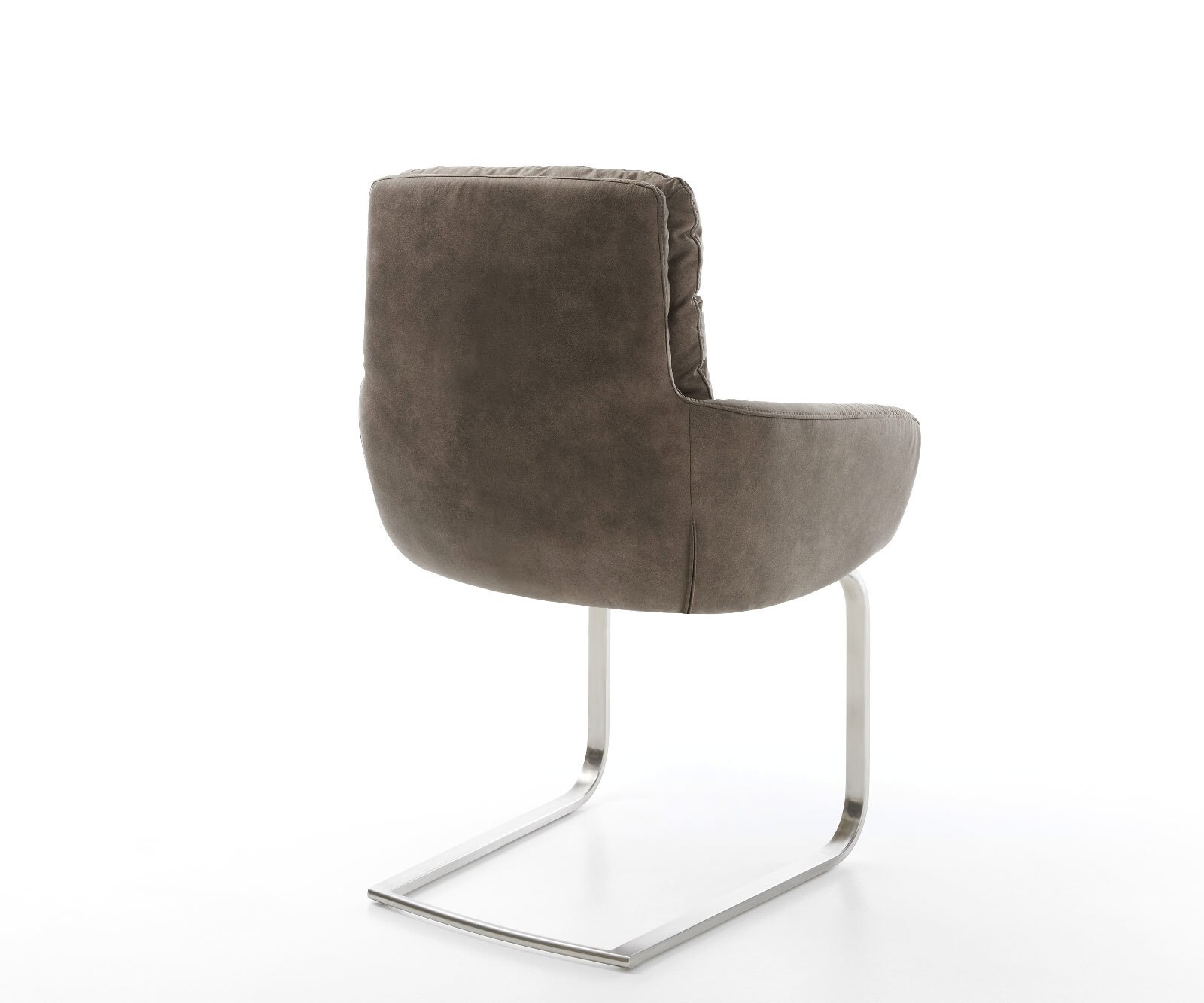 Cantilever Abelia-Flex avec accoudoirs microvelours taupe vintage pied cantilever plat acier inoxydable brossé 4 Cantilever Abelia-Flex avec accoudoirs microvelours taupe vintage pied cantilever plat acier inoxydable brossé 4