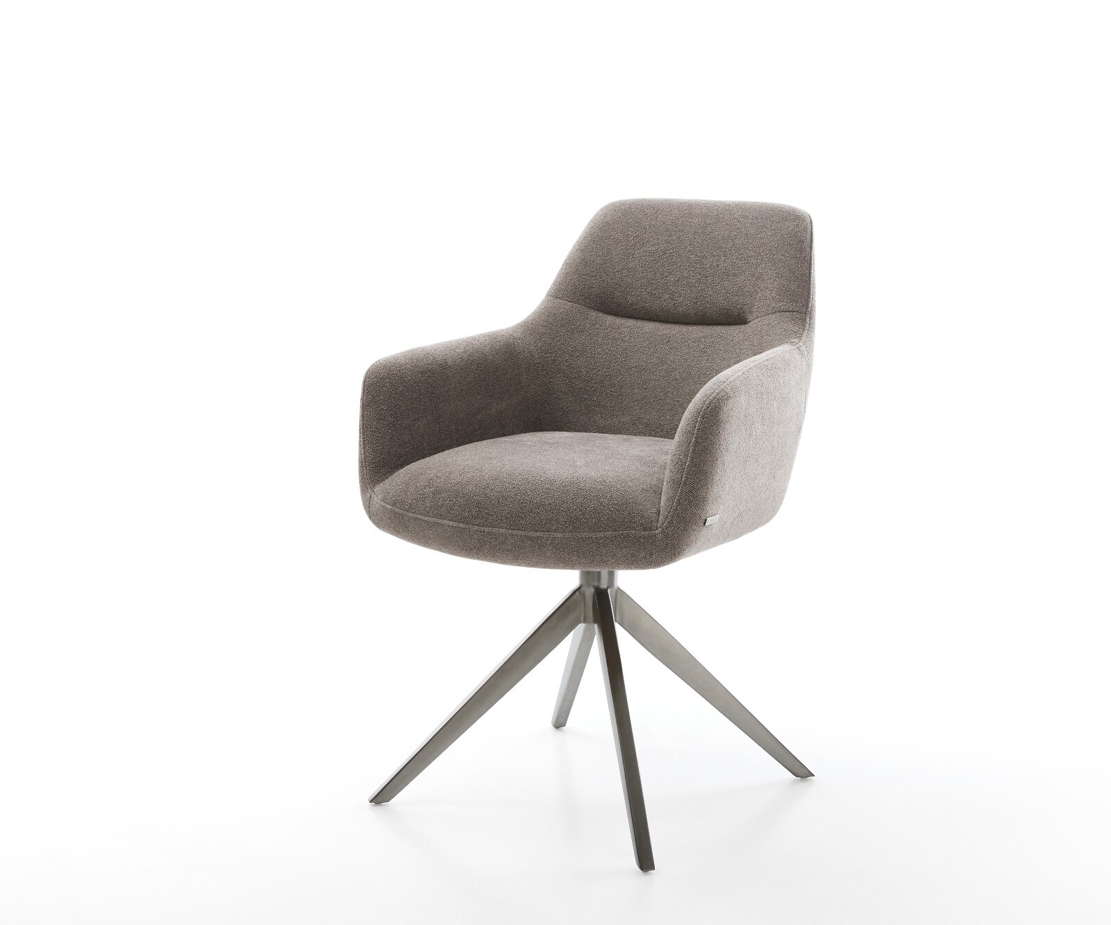 Chaise-pivotante Pejo-Flex tissu structuré doux taupe pied croisé large grafiete pivotement sur 360° fonction bascule ressorts ensachés