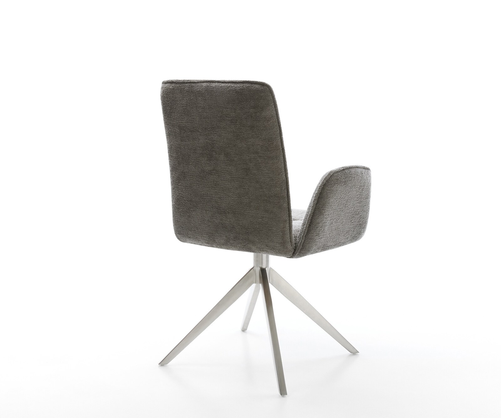 Chaise-pivotante Vinja-Flex bouclé doux couleur boue pied croisé large acier inoxydable pivotement sur 360° fonction bascule 4