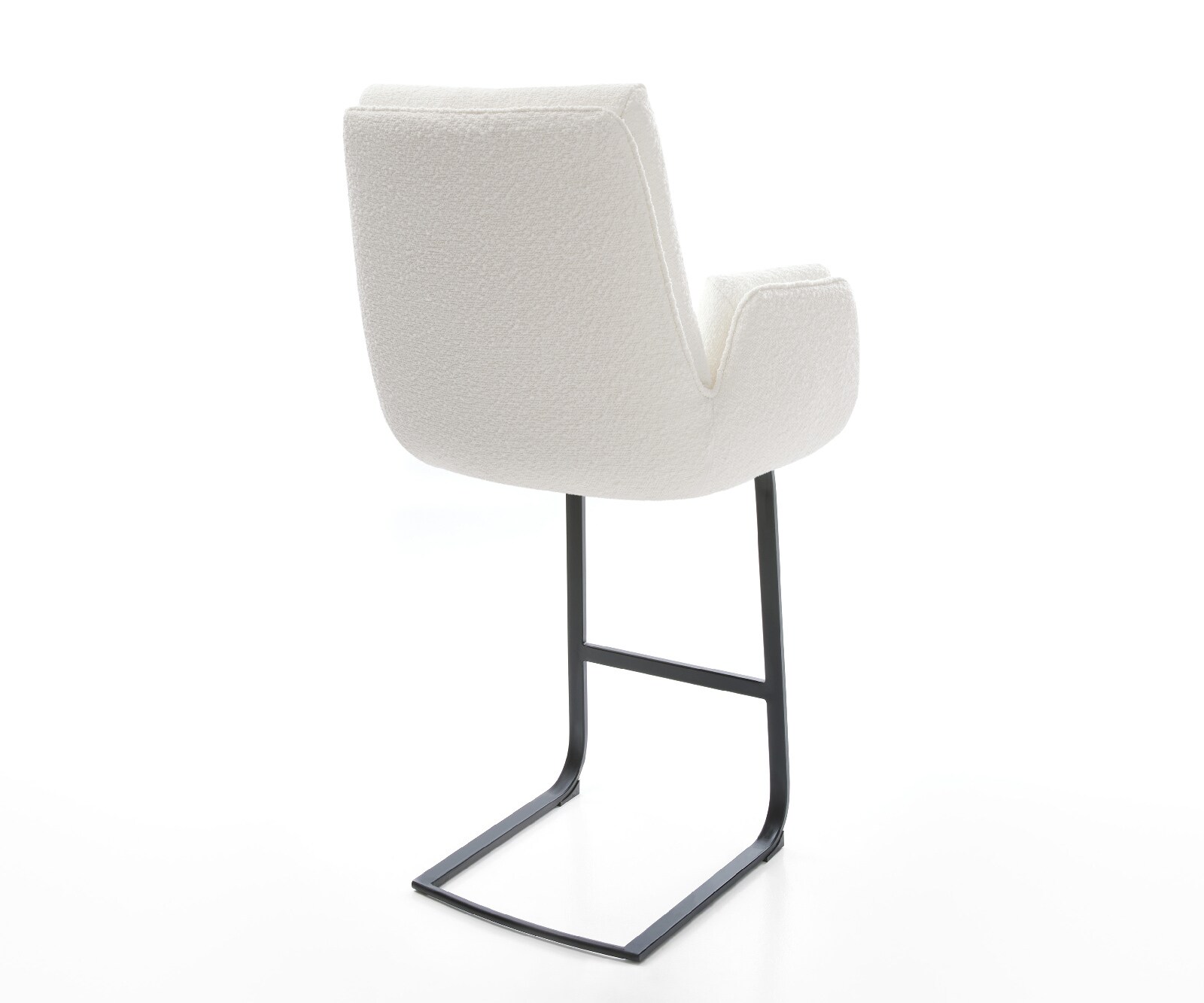 Chaise-de-bar Clea-Flex Bouclé Crème-blanc Pied cantilever plat noir Noir 4