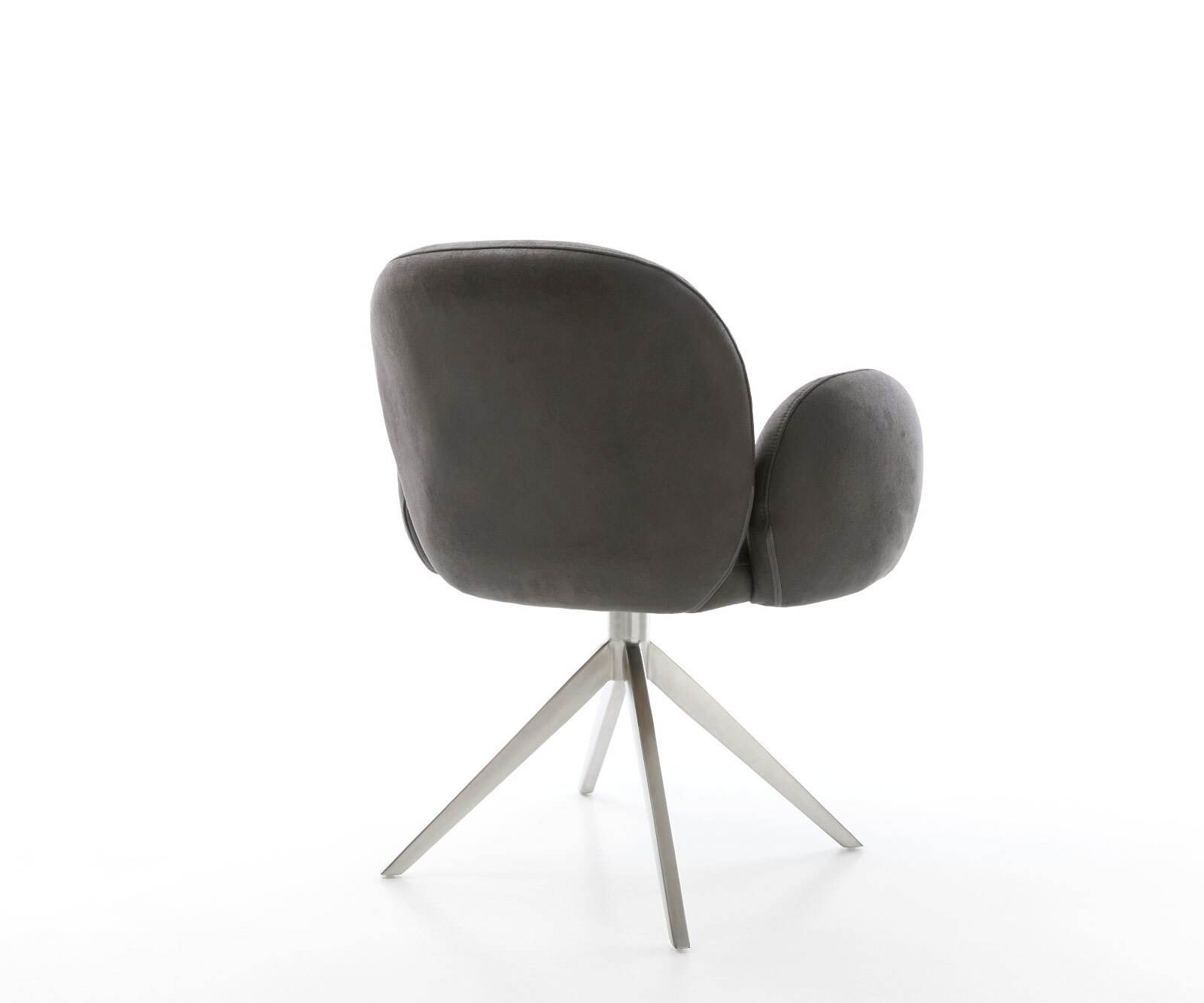 Chaise-pivotante Nube-Flex microvelours anthracite vintage pied croisé large acier inoxydable brossé pivotement sur 360° fonction bascule ressorts ensachés 4