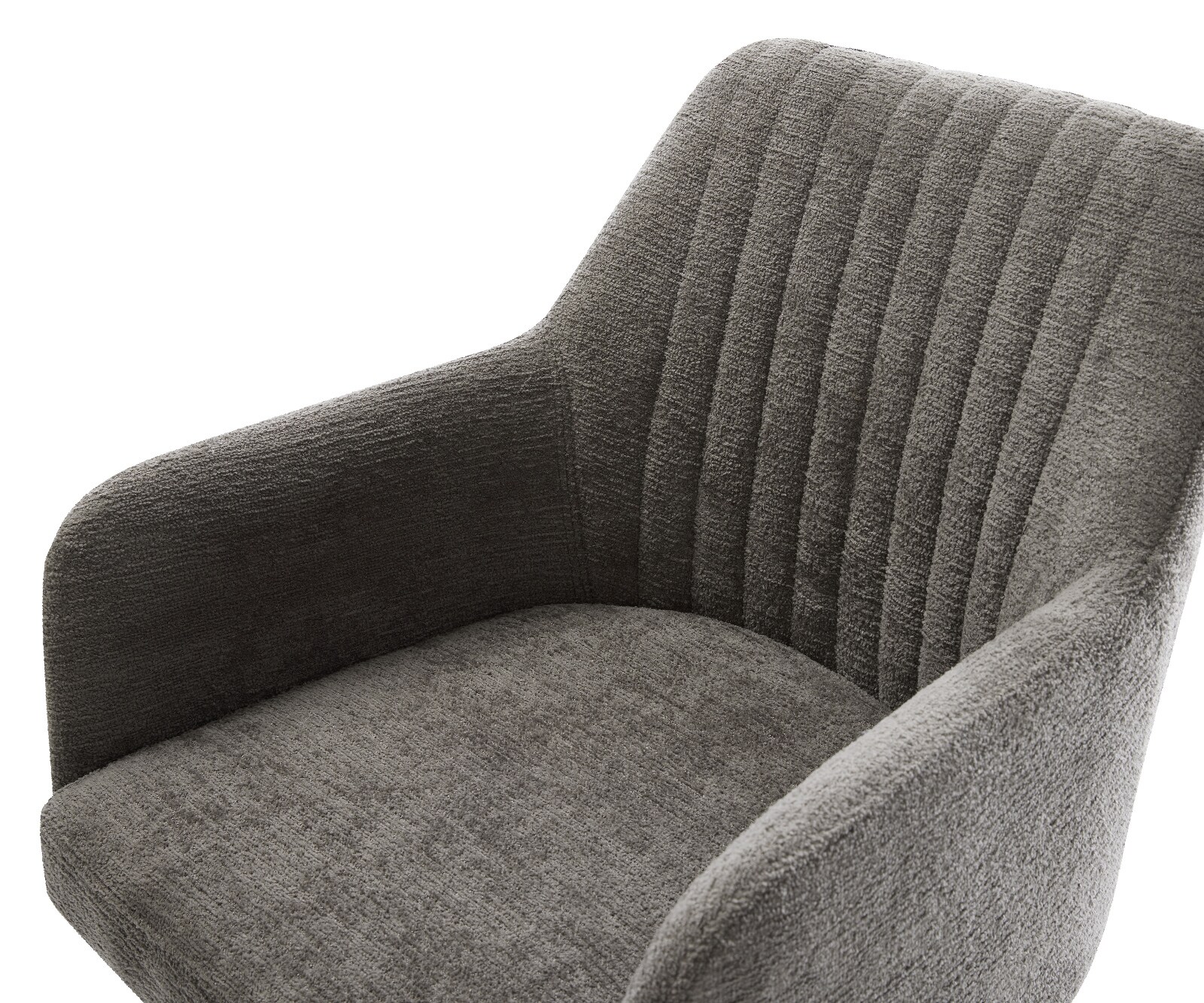 Chaise-pivotante Greg-Flex bouclé doux couleur boue pied de chaise 4 branches grafiete pivotement sur 360° fonction bascule resorts ensachés 3