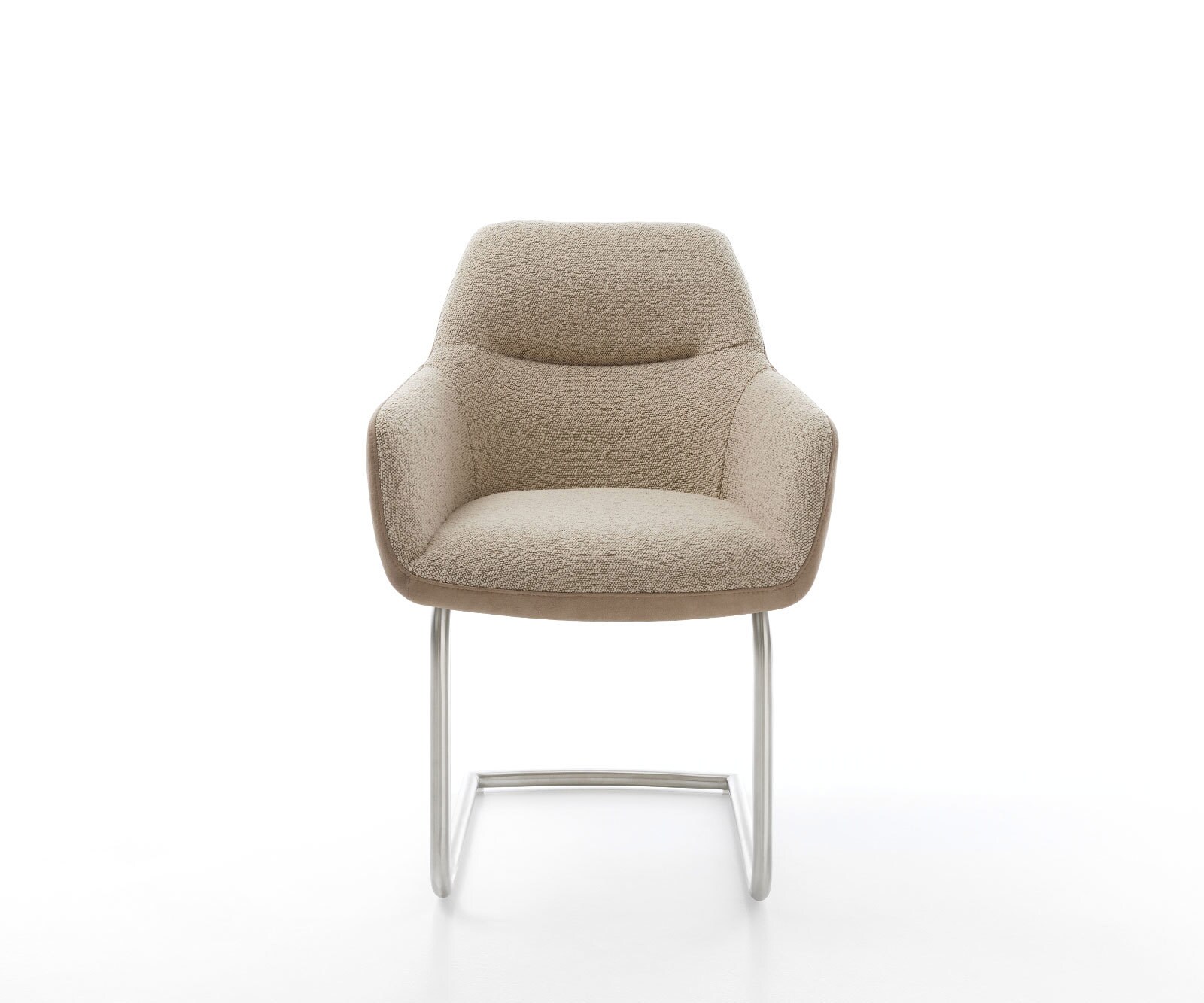 Cantilever Pejo-Flex tissu mixte couleur boue pied cantilever rond acier inoxydable brossé ressorts ensachés 1