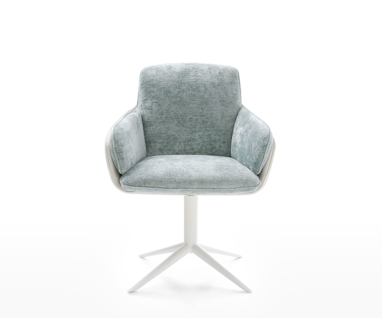 Chaise-pivotante Luan-Flex avec accoudoirs tissu mixte cuir de vache blanc-bleu pastel pied de chaise 4 branches blanc pivotement sur 360° fonction bascule 1 Chaise-pivotante Luan-Flex avec accoudoirs tissu mixte cuir de vache blanc-bleu pastel pied de chaise 4 branches blanc pivotement sur 360° fonction bascule 1