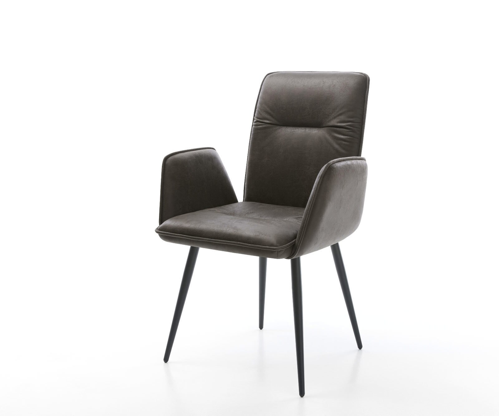 Chaise-de-salle-à-manger Vinja-Flex microvelours anthracite vintage 4 pieds coniques noir