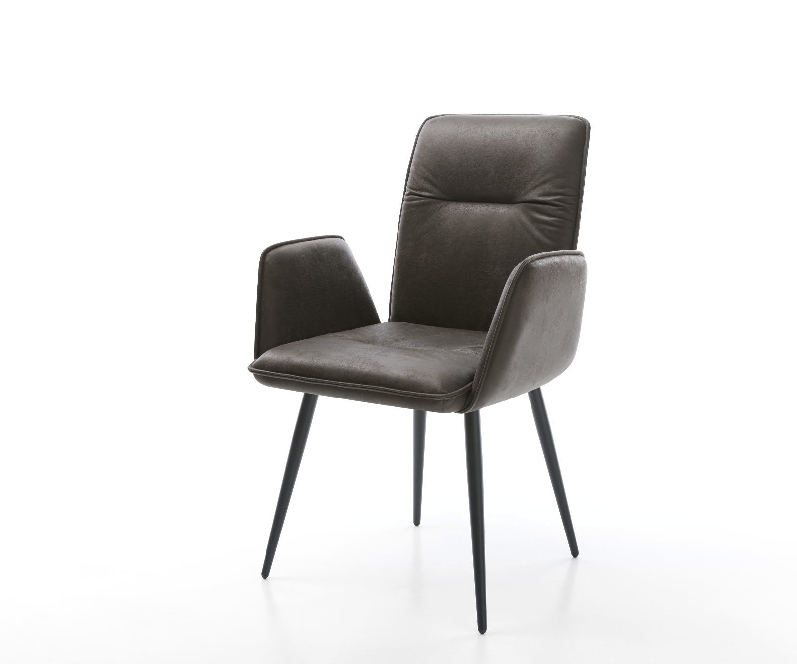 Chaise-de-salle-à-manger Vinja-Flex microvelours anthracite vintage 4 pieds coniques noir Chaise-de-salle-à-manger Vinja-Flex microvelours anthracite vintage 4 pieds coniques noir