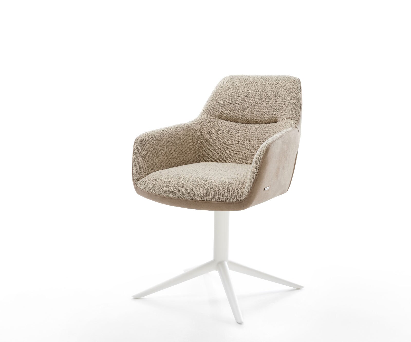 Chaise-pivotante Pejo-Flex tissu mixte couleur boue pied de chaise 4 branches blanc pivotement sur 360° fonction bascule ressorts ensachés