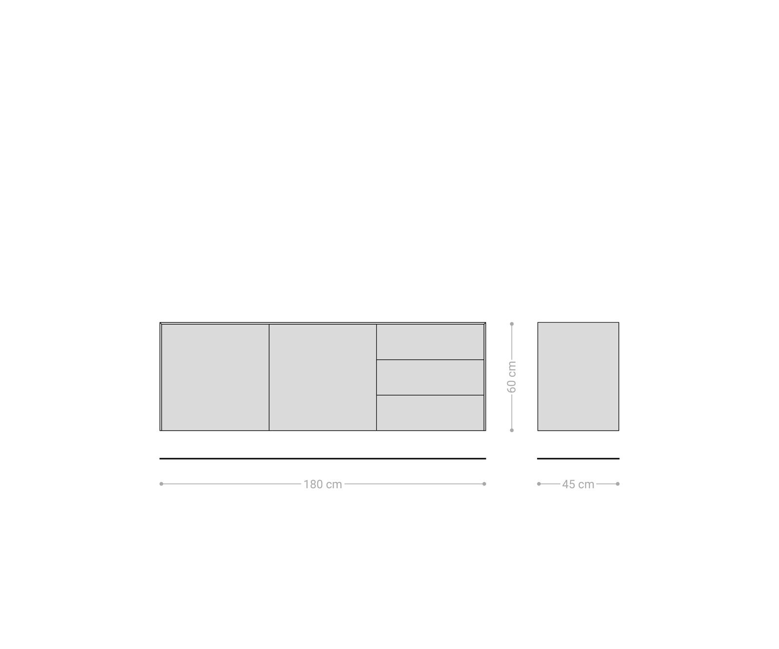 Buffet Cuor 180 cm Céramique Laminam® Emperador Extra Lucidato brun foncé 2 Portes 3 Tiroirs Flottant 8