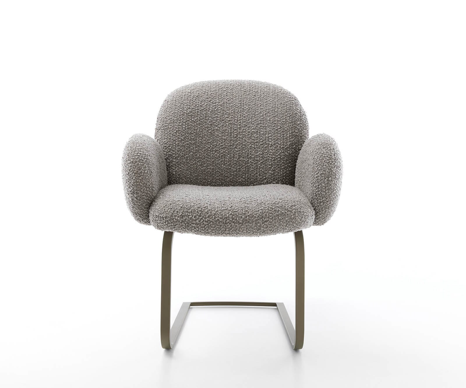 Cantilever Nube-Flex avec accoudoirs bouclé gris argenté pied cantilever plat aspect titane ressorts ensachés 2