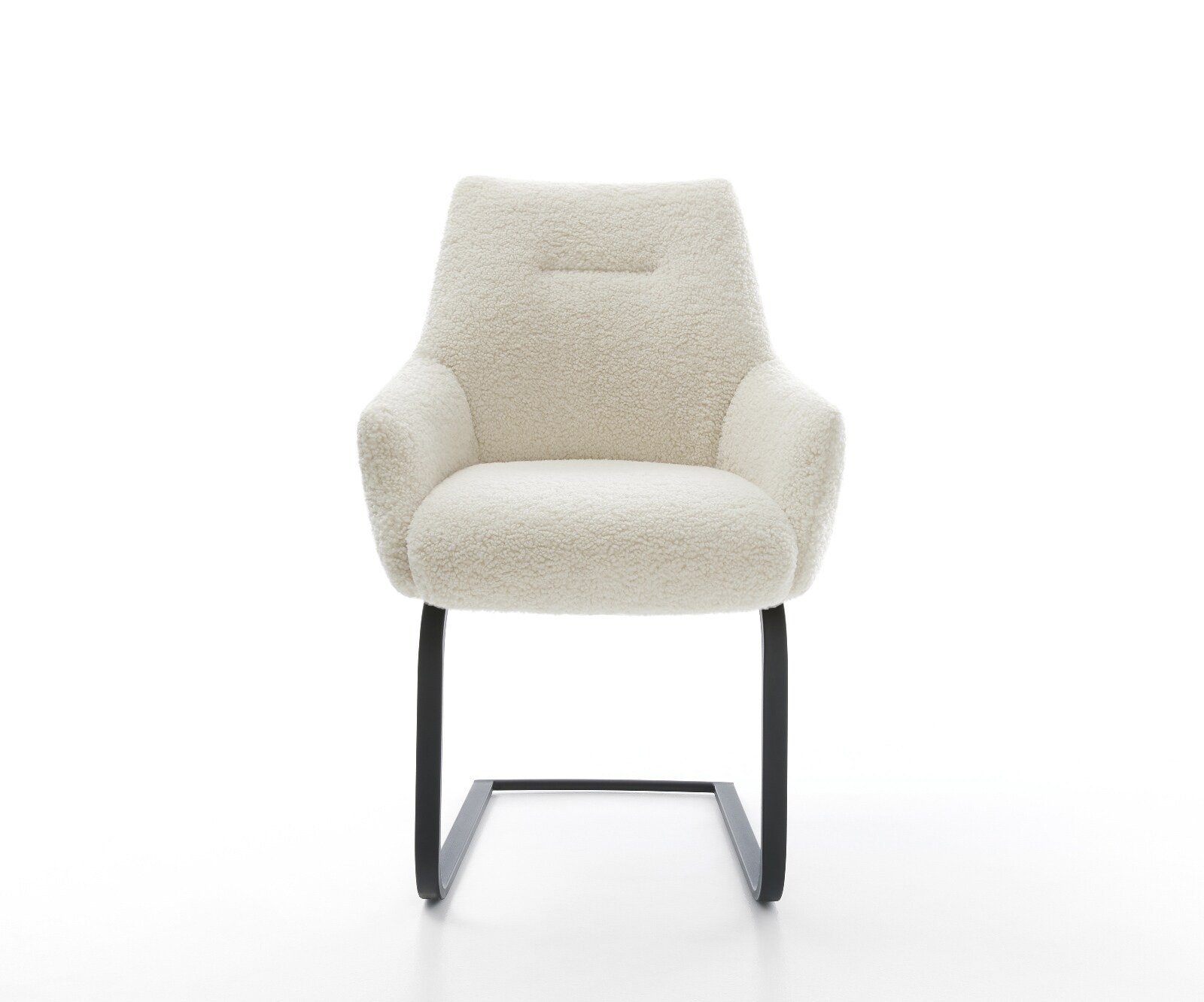 Cantilever Alja-Flex avec accoudoirs tissu teddy beige pied cantilever plat noir resorts ensachés 1