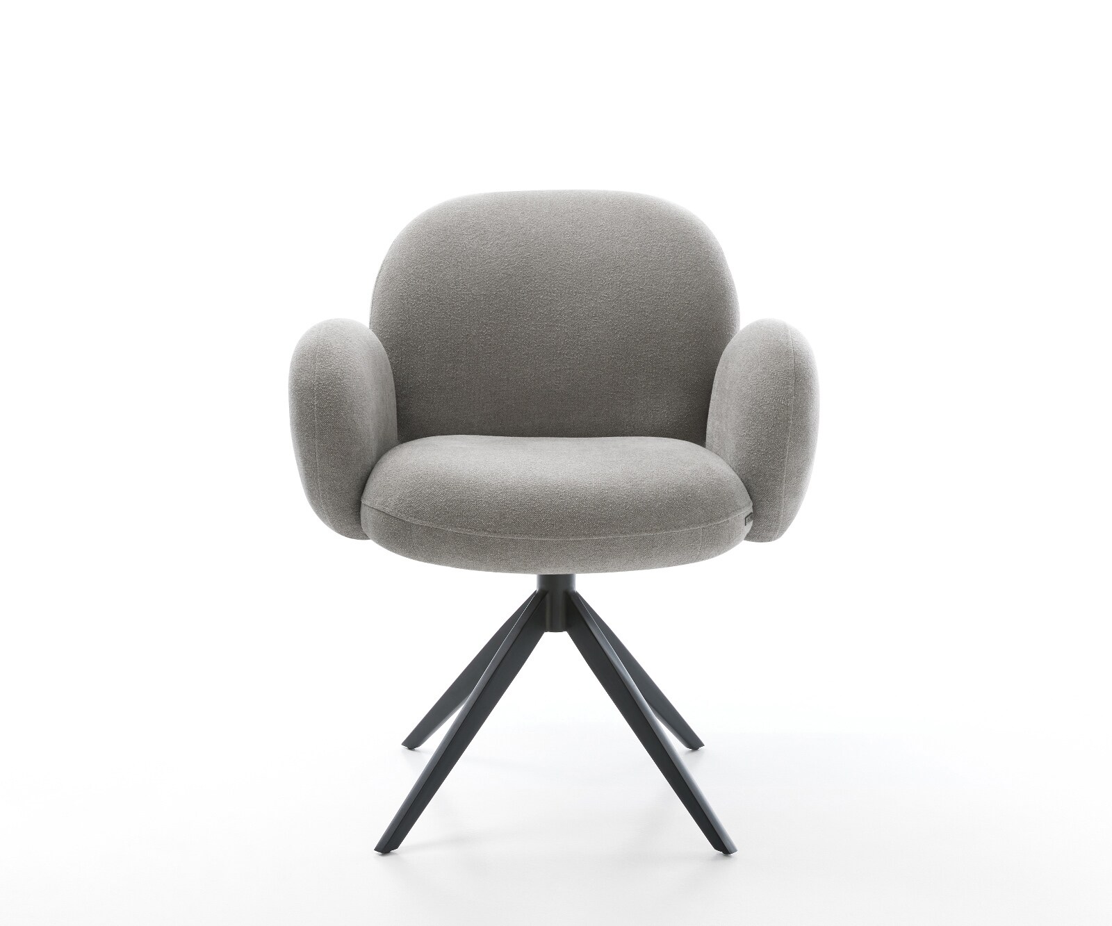 Chaise-pivotante Nube-Flex avec accoudoirs tissu structuré doux gris pied croisé large noir pivotement sur 360° fonction bascule resorts ensachés 2