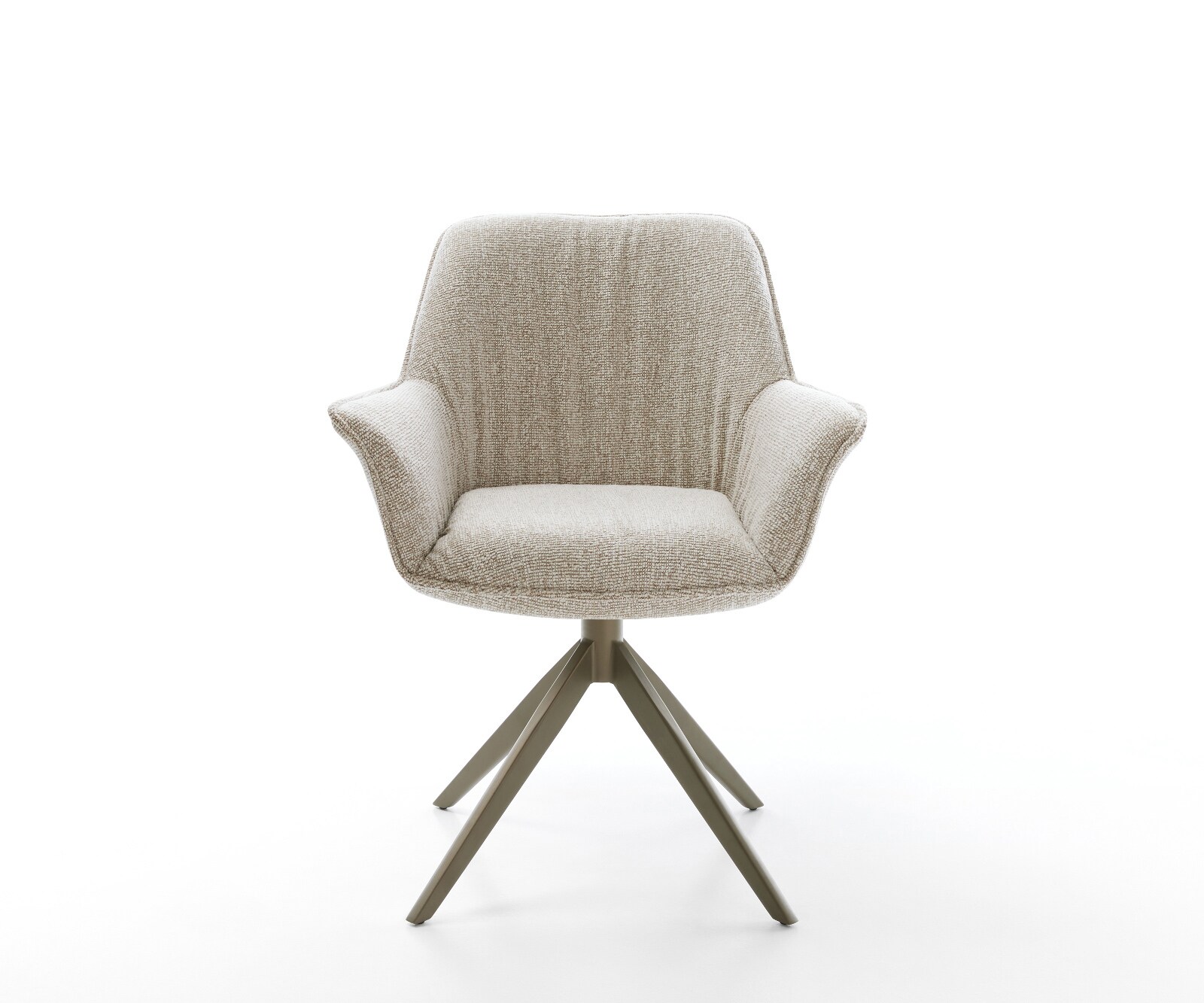 Chaise-pivotante Keila-Flex avec accoudoirs tissu tissé doux beige pied croisé large aspect titane pivotement sur 360° fonction bascule 2