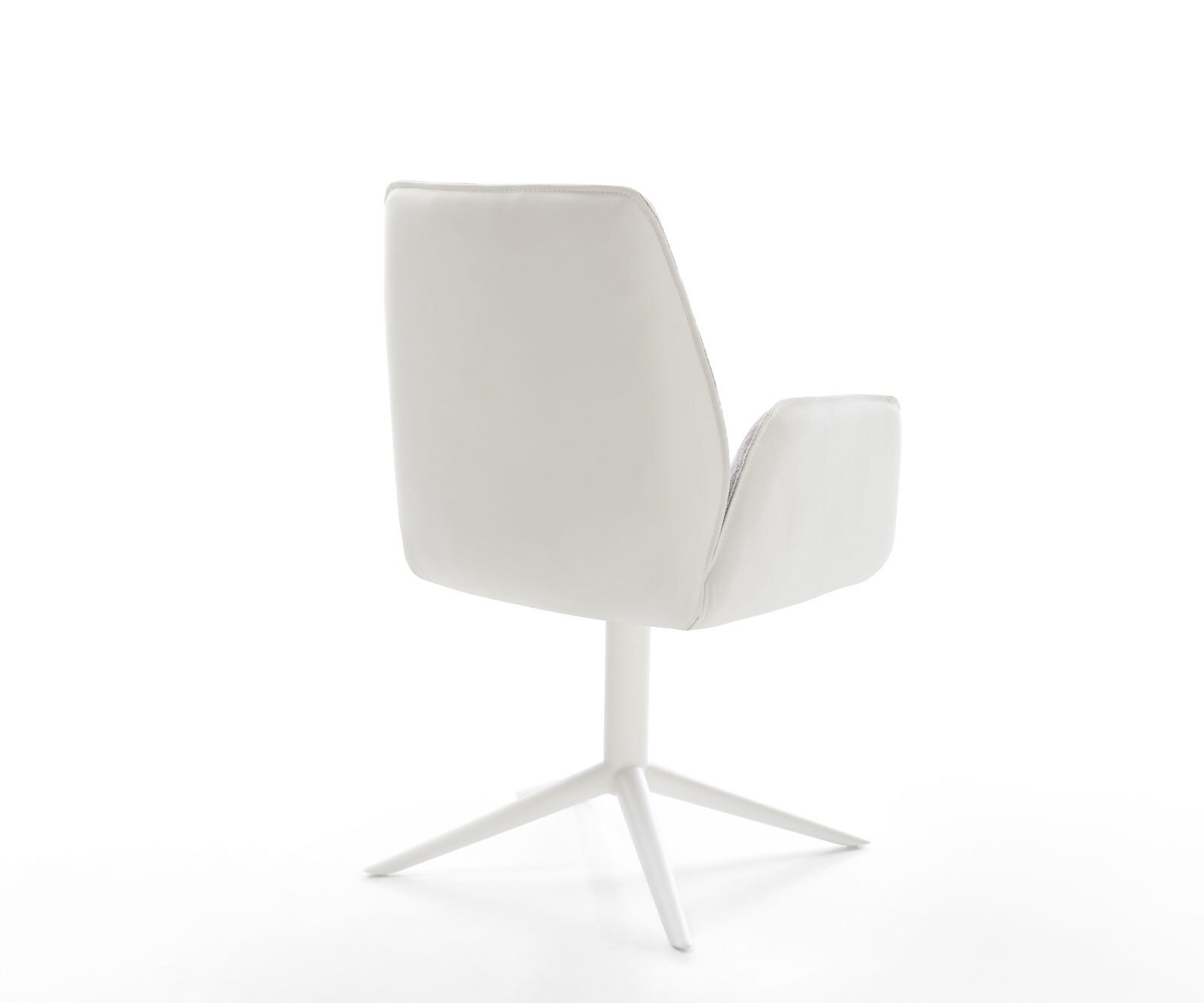 Chaise-pivotante Zoa-Flex tissu mixte cuir de vache blanc-gris argenté pied de chaise 4 branches blanc pivotement sur 360° fonction bascule ressorts ensachés 4