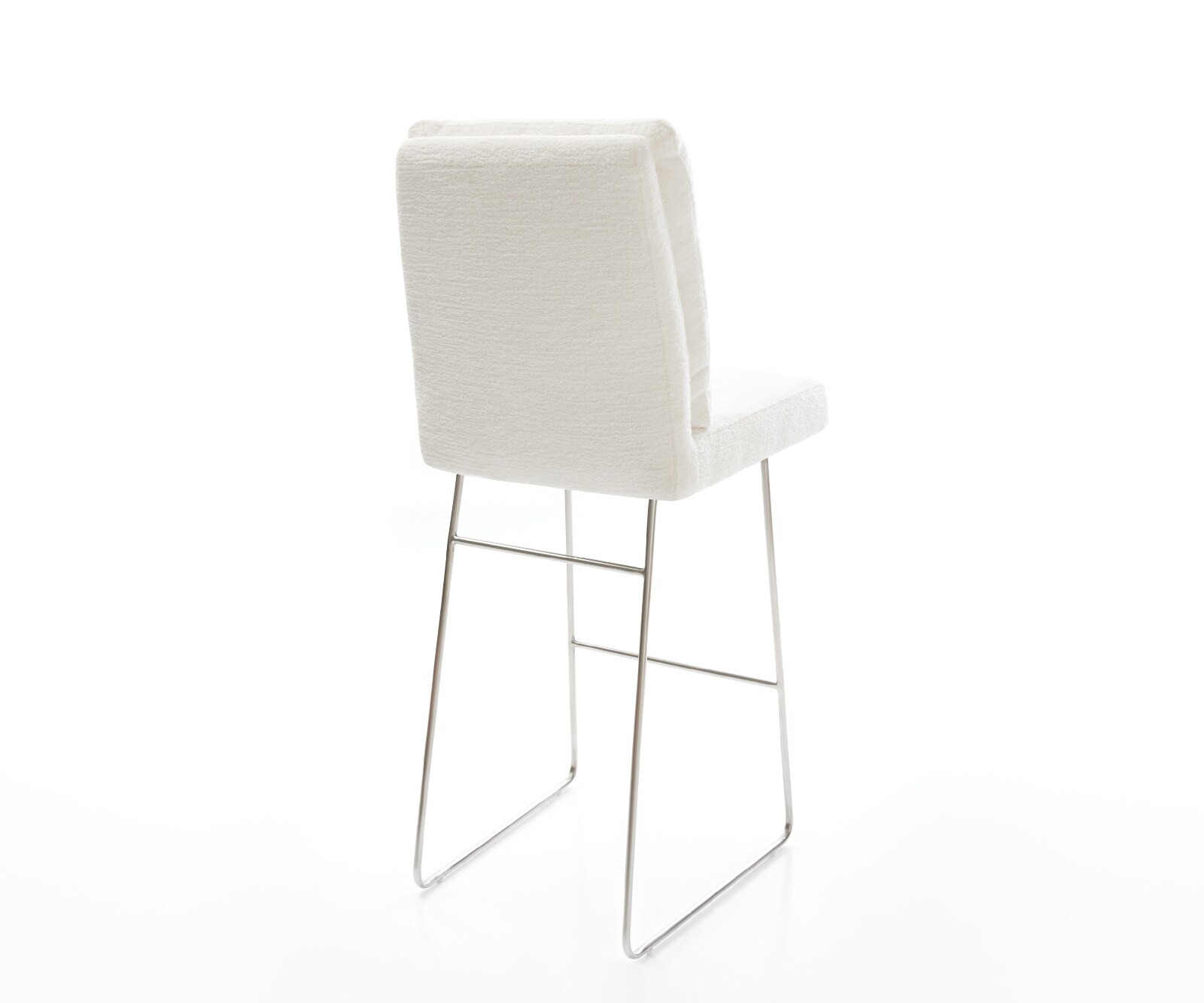 Chaise-de-bar Pela-Flex Bouclé doux Beige Pied trapèze acier inoxydable Argent 5