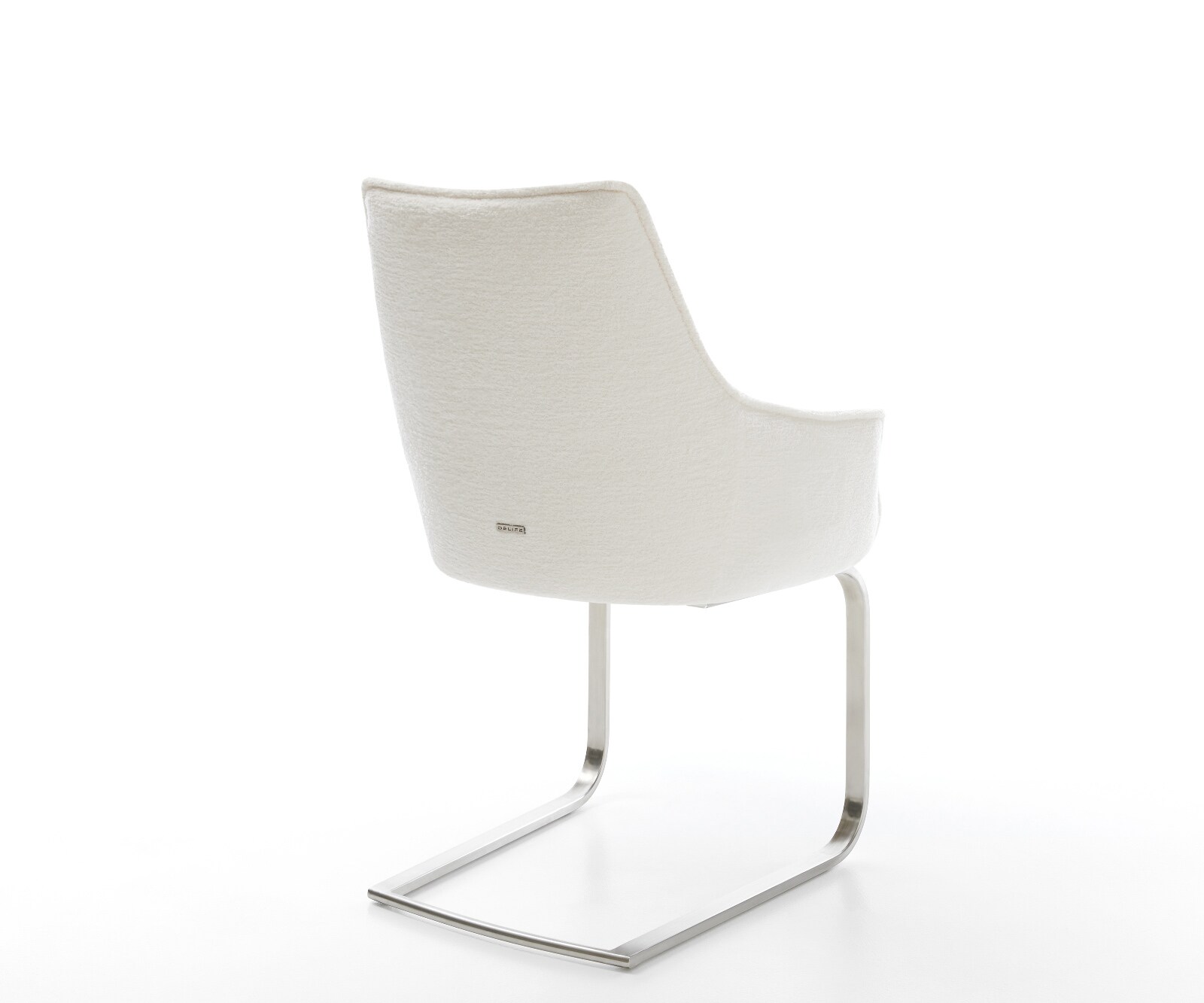 Cantilever Alja-Flex avec accoudoirs bouclé doux beige pied cantilever plat acier inoxydable resorts ensachés 4