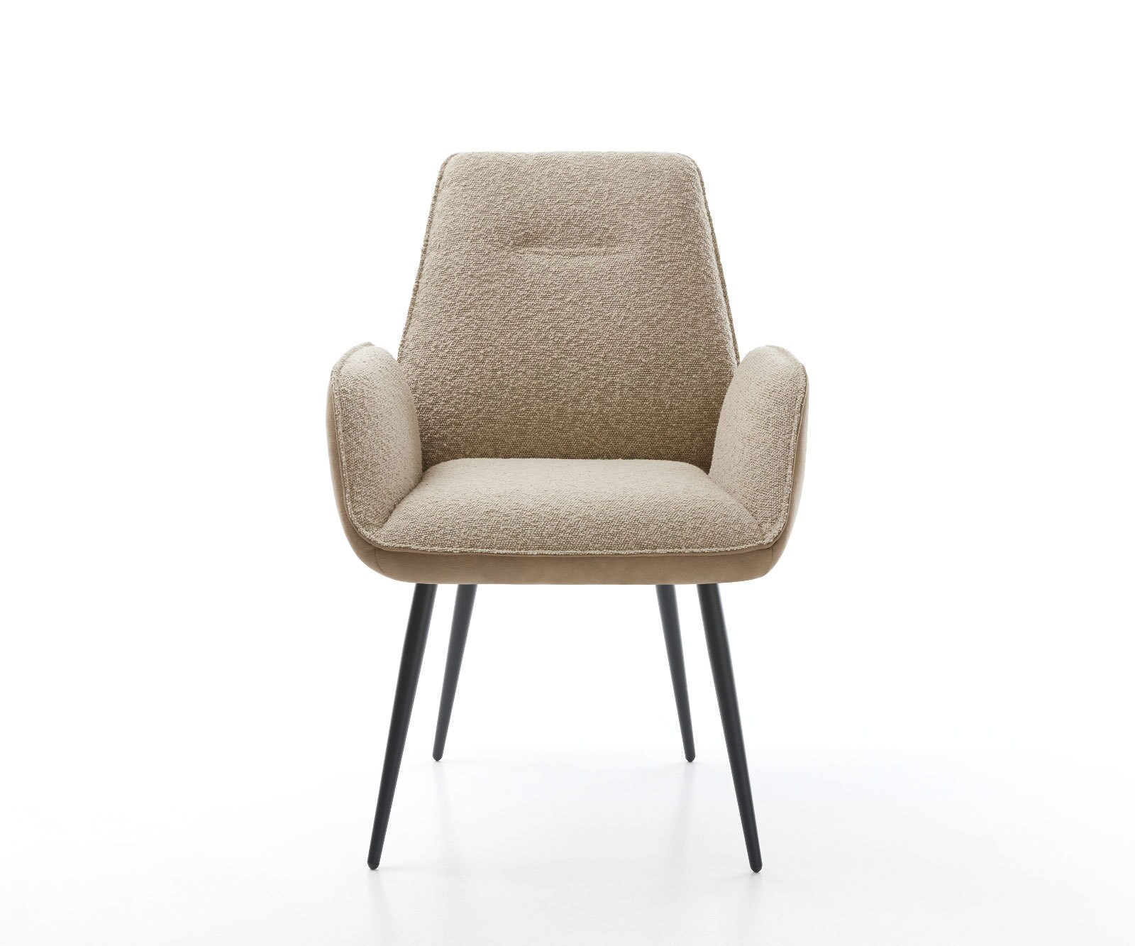 Chaise-de-salle-à-manger Zoa-Flex tissu mixte couleur boue 4 pieds coniques noir ressorts ensachés 1