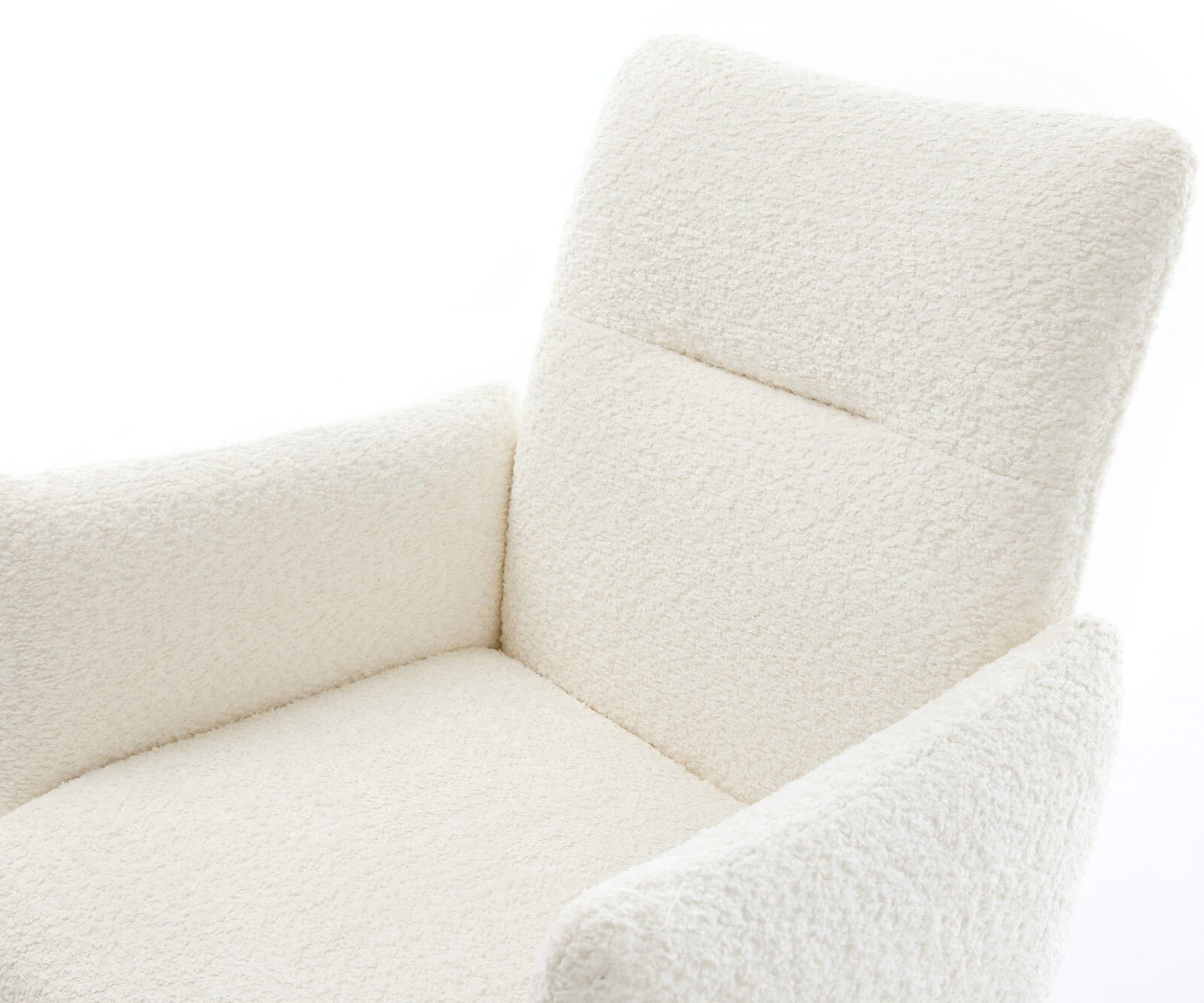 Chaise-pivotante Jova-Flex avec accoudoirs bouclé blanc pied de chaise 4 branches aspect titane pivotement sur 360° ressorts ensachés 3