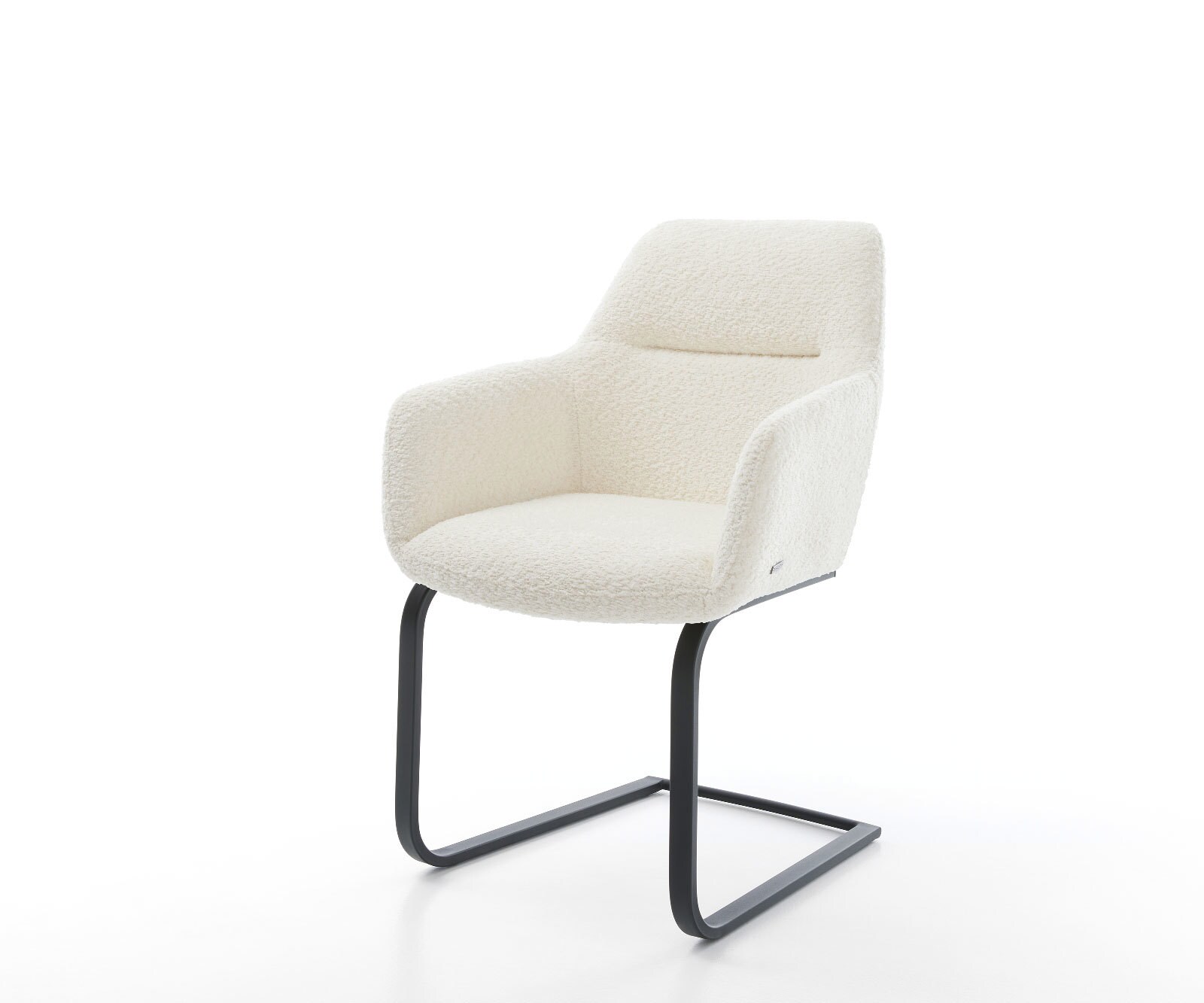 Cantilever Pejo-Flex bouclé blanc pied cantilever plat noir ressorts ensachés