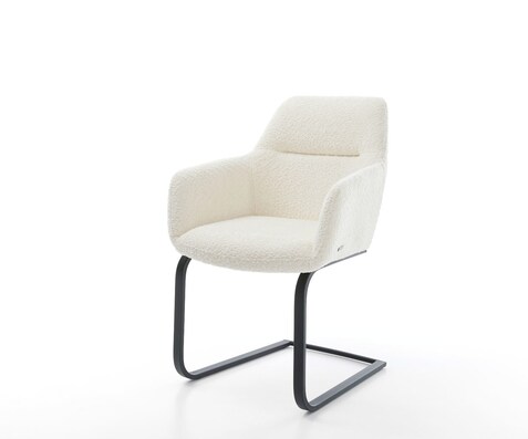 Cantilever Pejo-Flex bouclé blanc pied cantilever plat noir ressorts ensachés