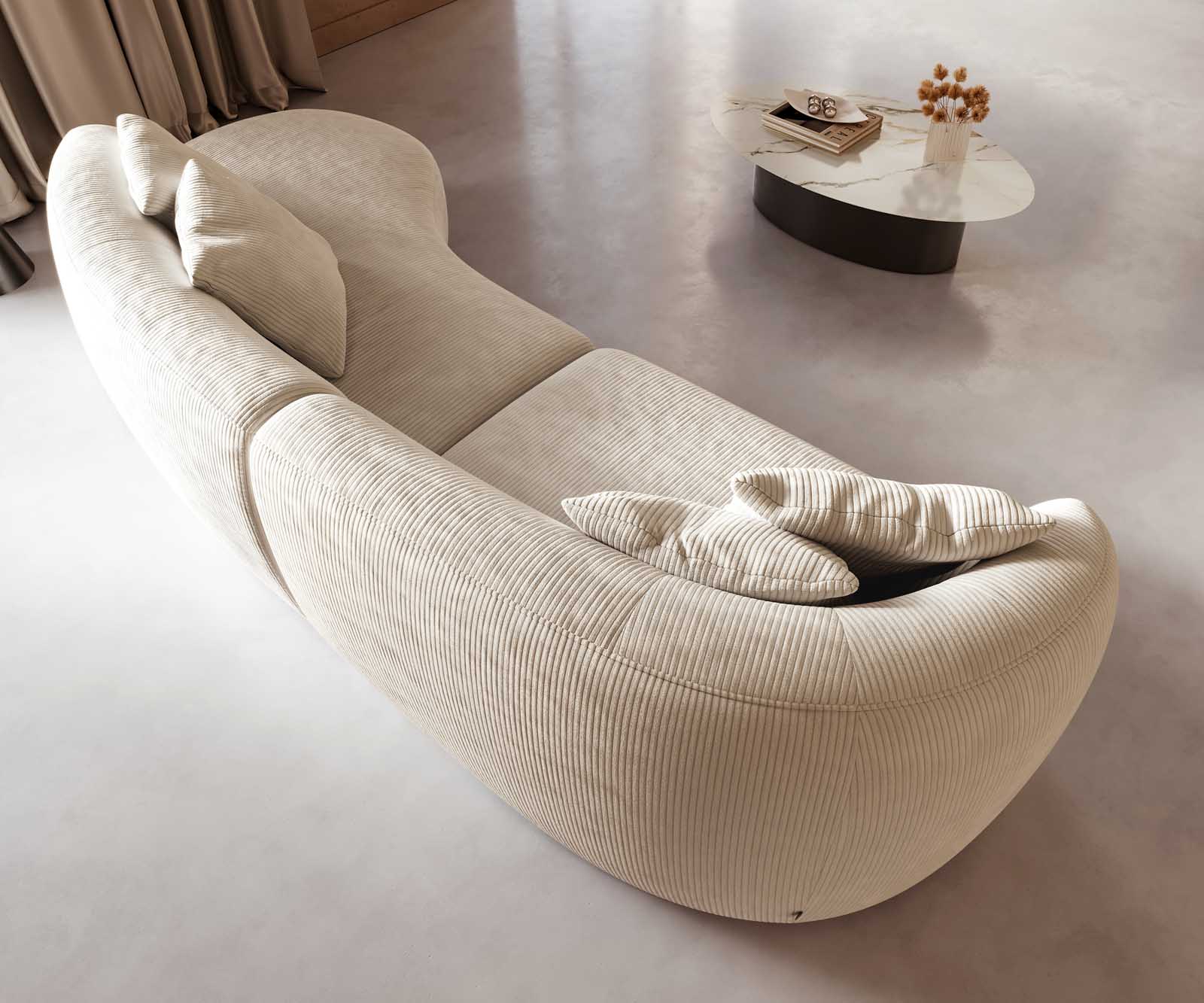 Canapé Mairi 330x160 cm Velours côtelé Beige 4