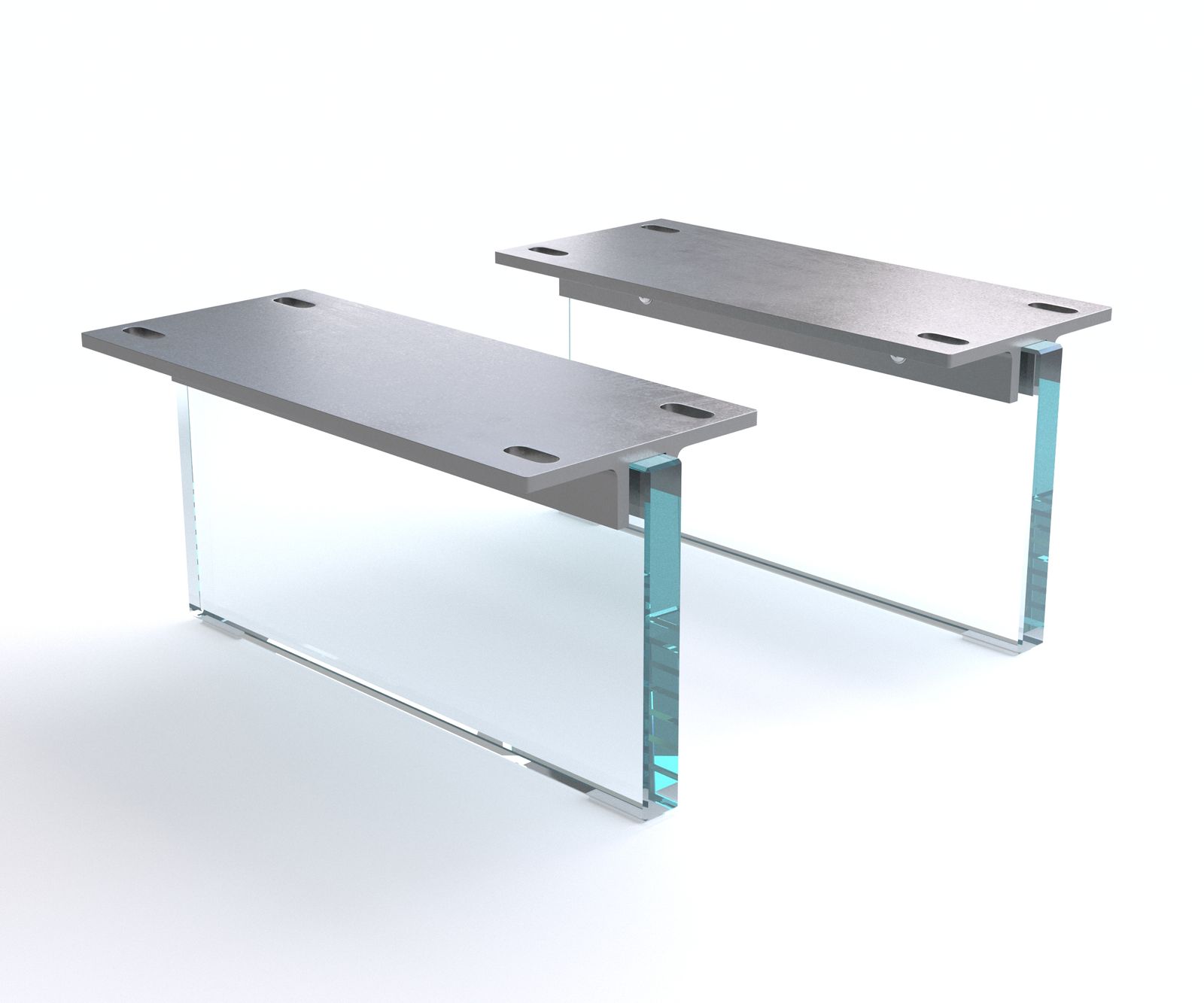 Pied-aspect-flottant 15 cm verre pour meubles à caisson de profondeur 35 cm (set de 2)