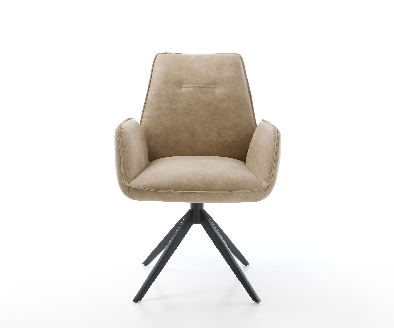 Chaise-de-salle-à-manger Zoa-Flex microvelours beige vintage pied croisé large noir ressorts ensachés 1