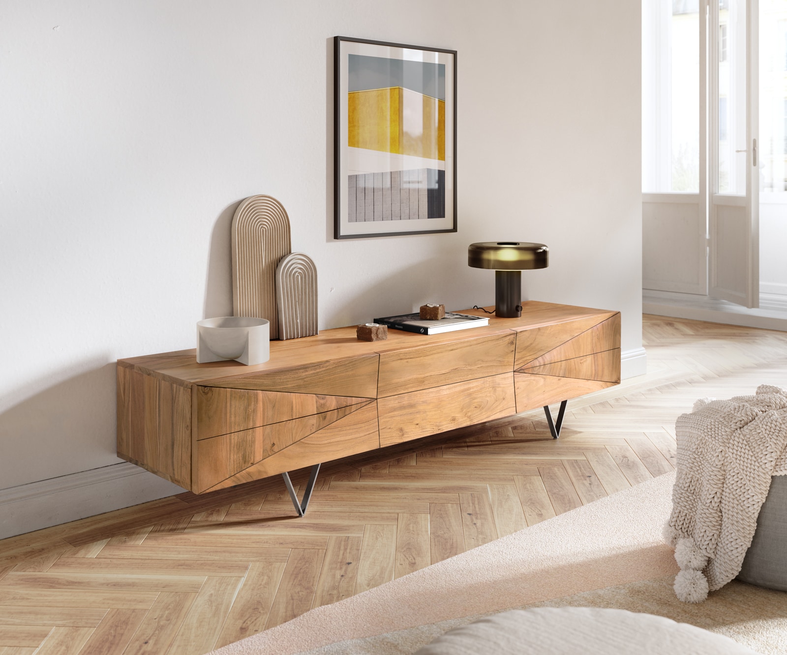 Buffet-bas-design Wyatt 175 cm Acacia Nature 1 abattant Buffet-bas-design Wyatt 175 cm Acacia Nature 1 abattant