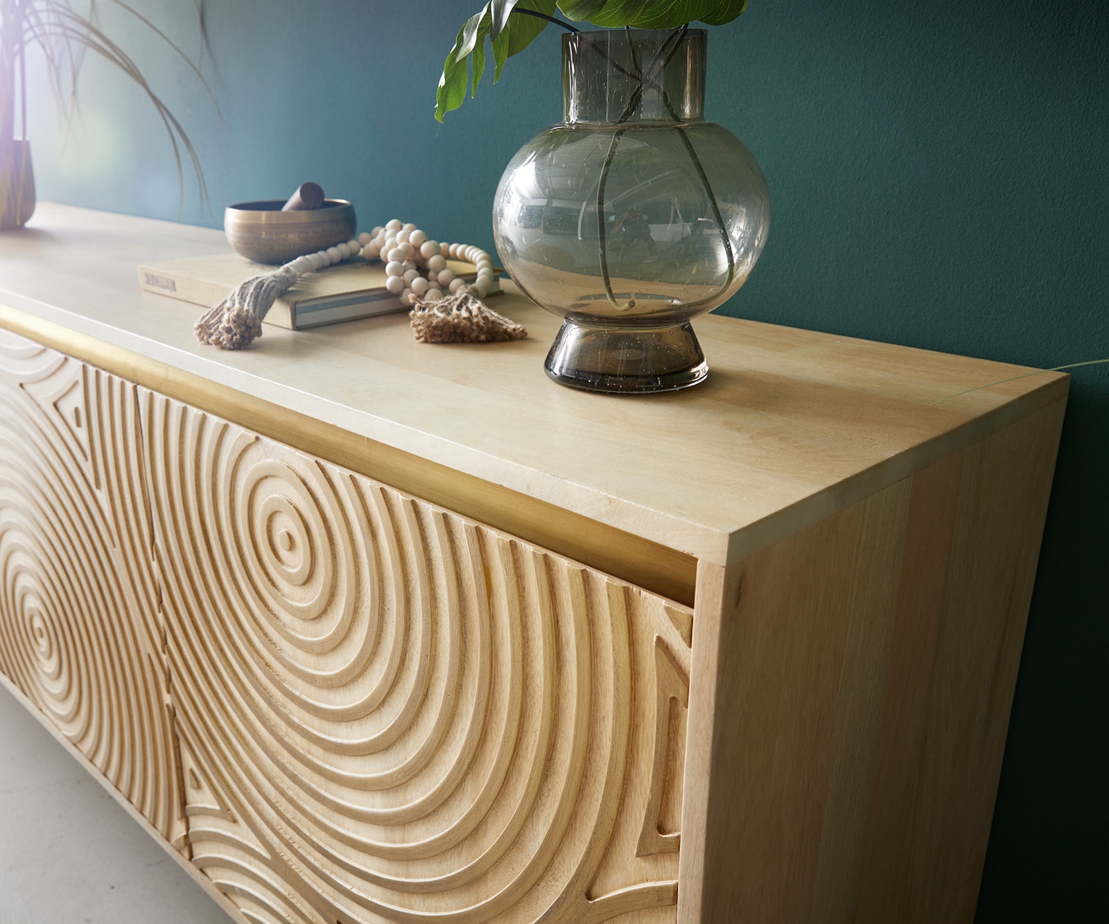 Buffet Budaya 175 cm Mango naturel 3 portes pied conique 4 Buffet Budaya 175 cm Mango naturel 3 portes pied conique 4