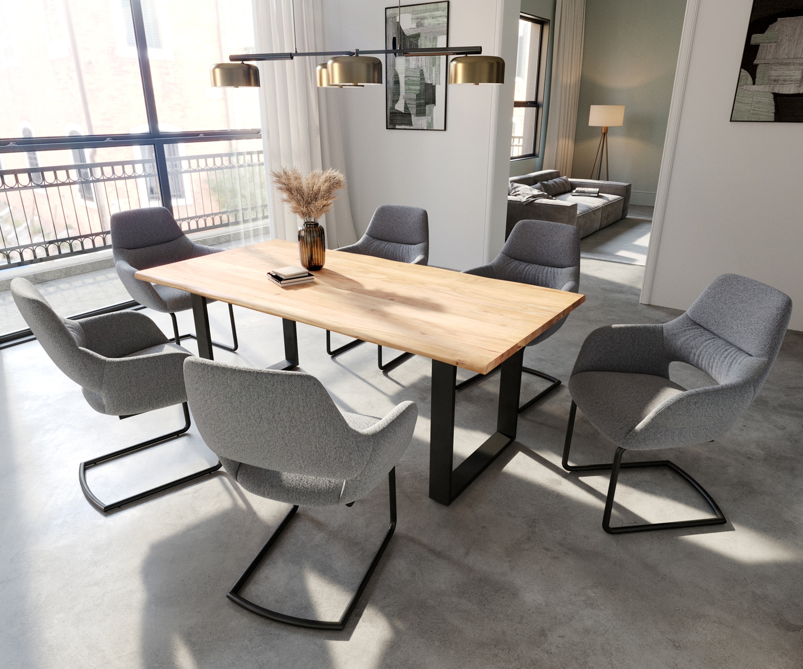 Cantilever Yago-Flex avec accoudoirs tissu texturé gris clair pied cantilever rond noir ressorts ensachés 3 Cantilever Yago-Flex avec accoudoirs tissu texturé gris clair pied cantilever rond noir ressorts ensachés 3