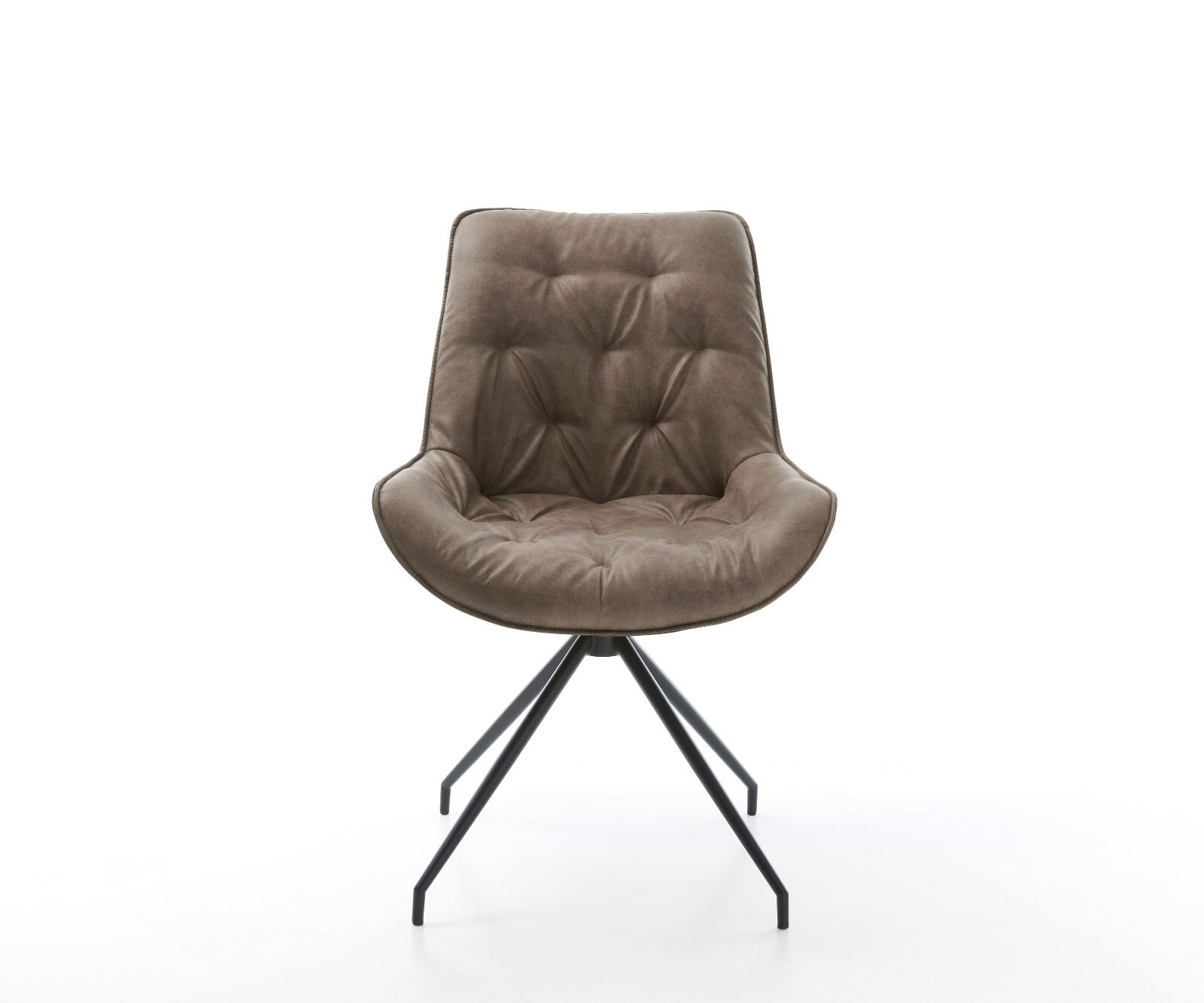 Chaise-de-salle-à-manger Taimi-Flex microvelours taupe vintage pied croisé conique noir 2 Chaise-de-salle-à-manger Taimi-Flex microvelours taupe vintage pied croisé conique noir 2