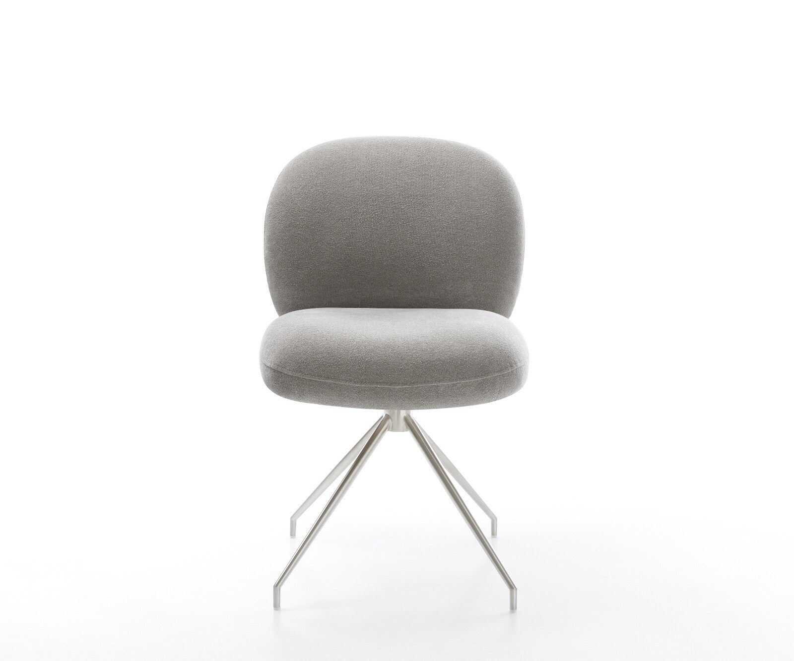 Chaise-de-salle-à-manger Nube-Flex tissu structuré doux gris pied croisé conique acier inoxydable resorts ensachés 2